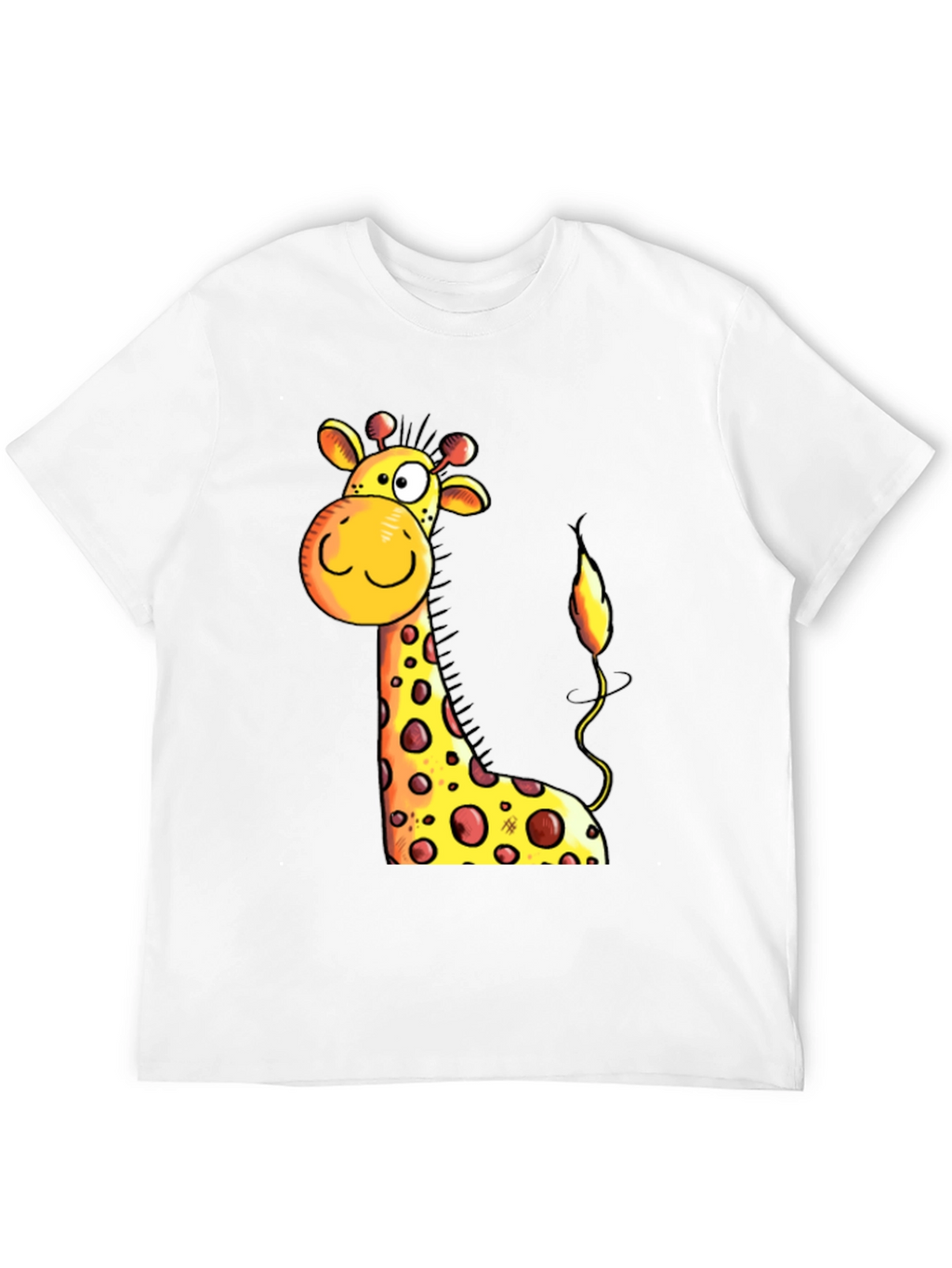 Cartoon Giraffe Graphic Tee - Black