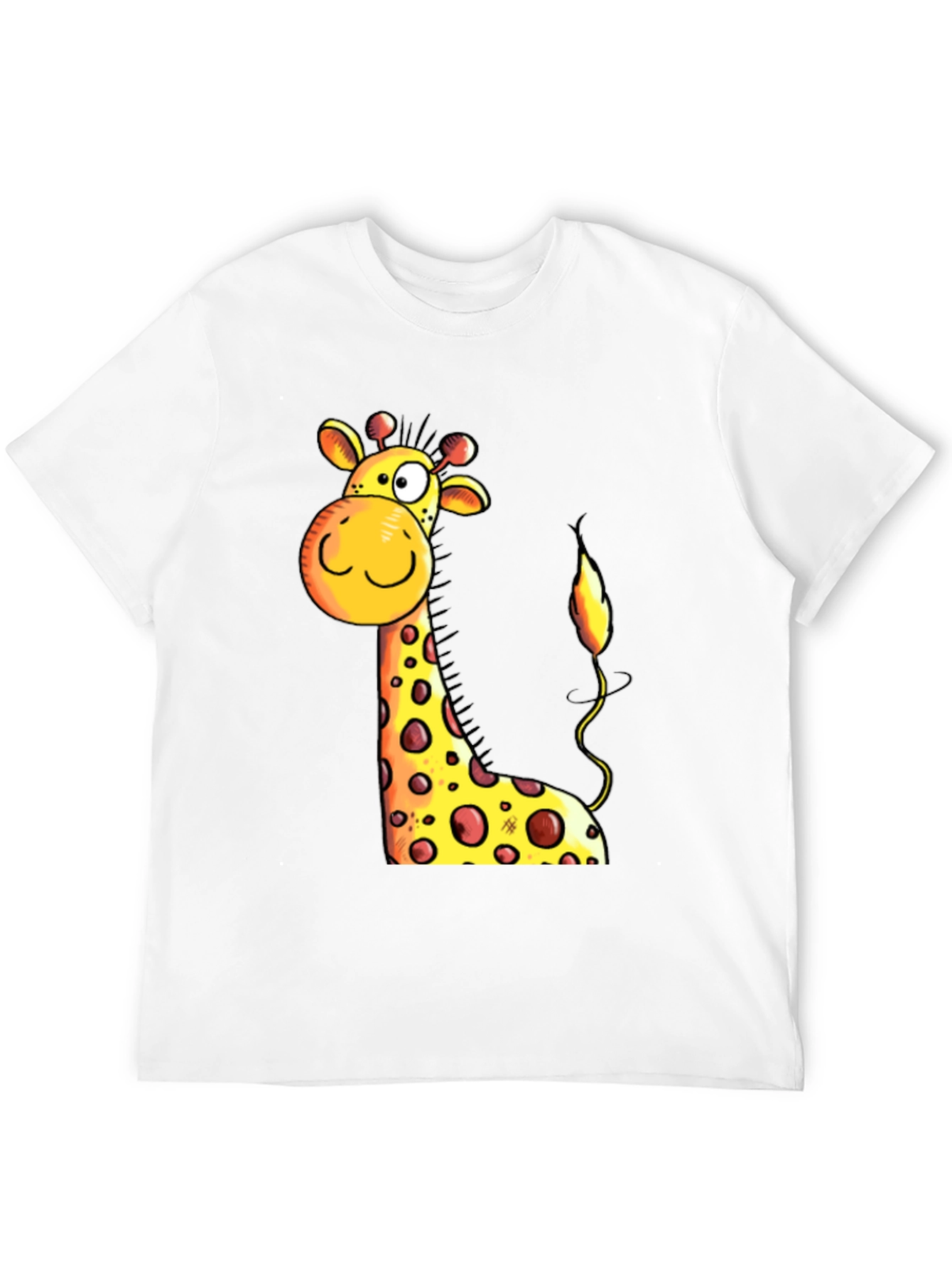 Cartoon Giraffe Graphic Tee - Black