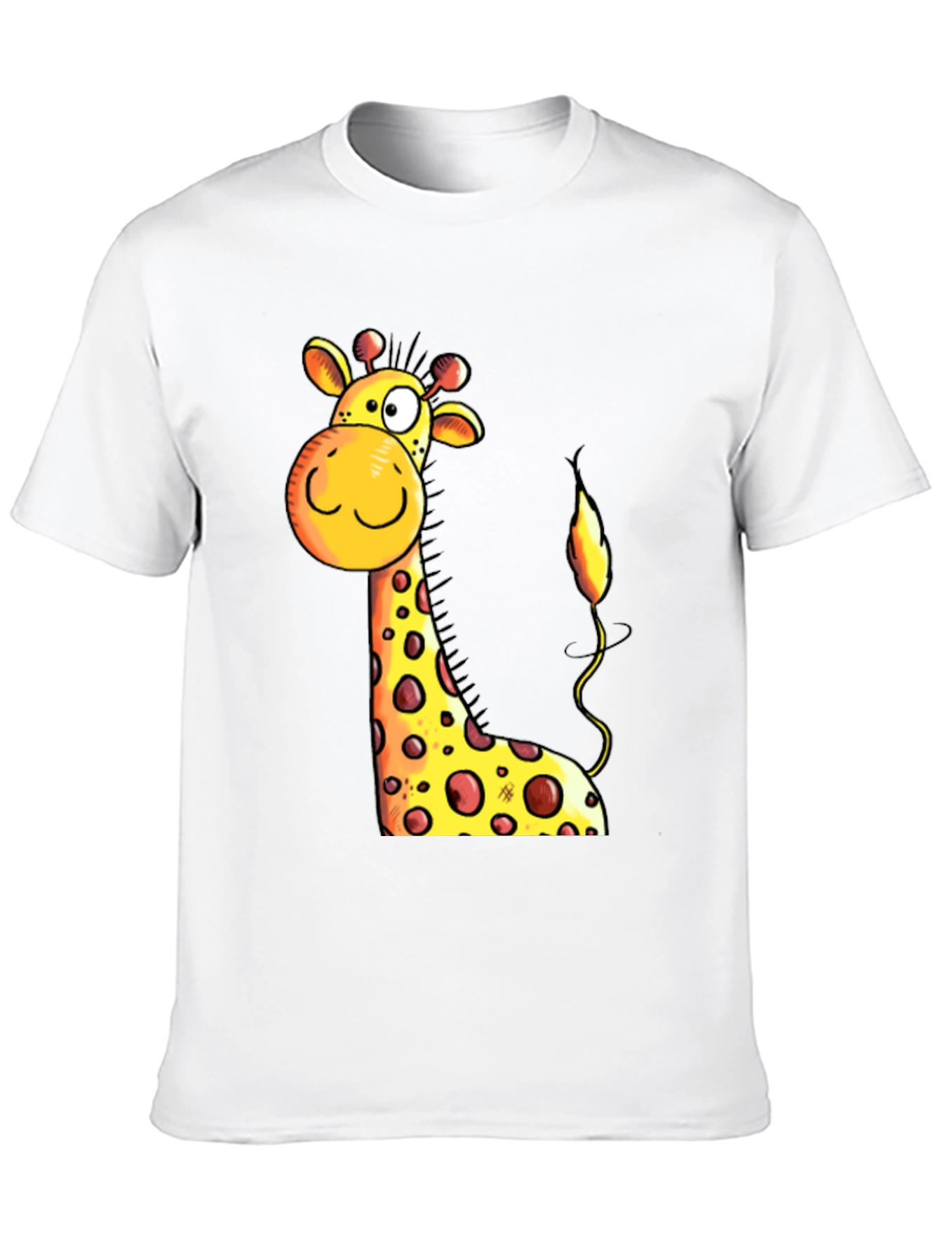 Cartoon Giraffe Graphic Tee - Black
