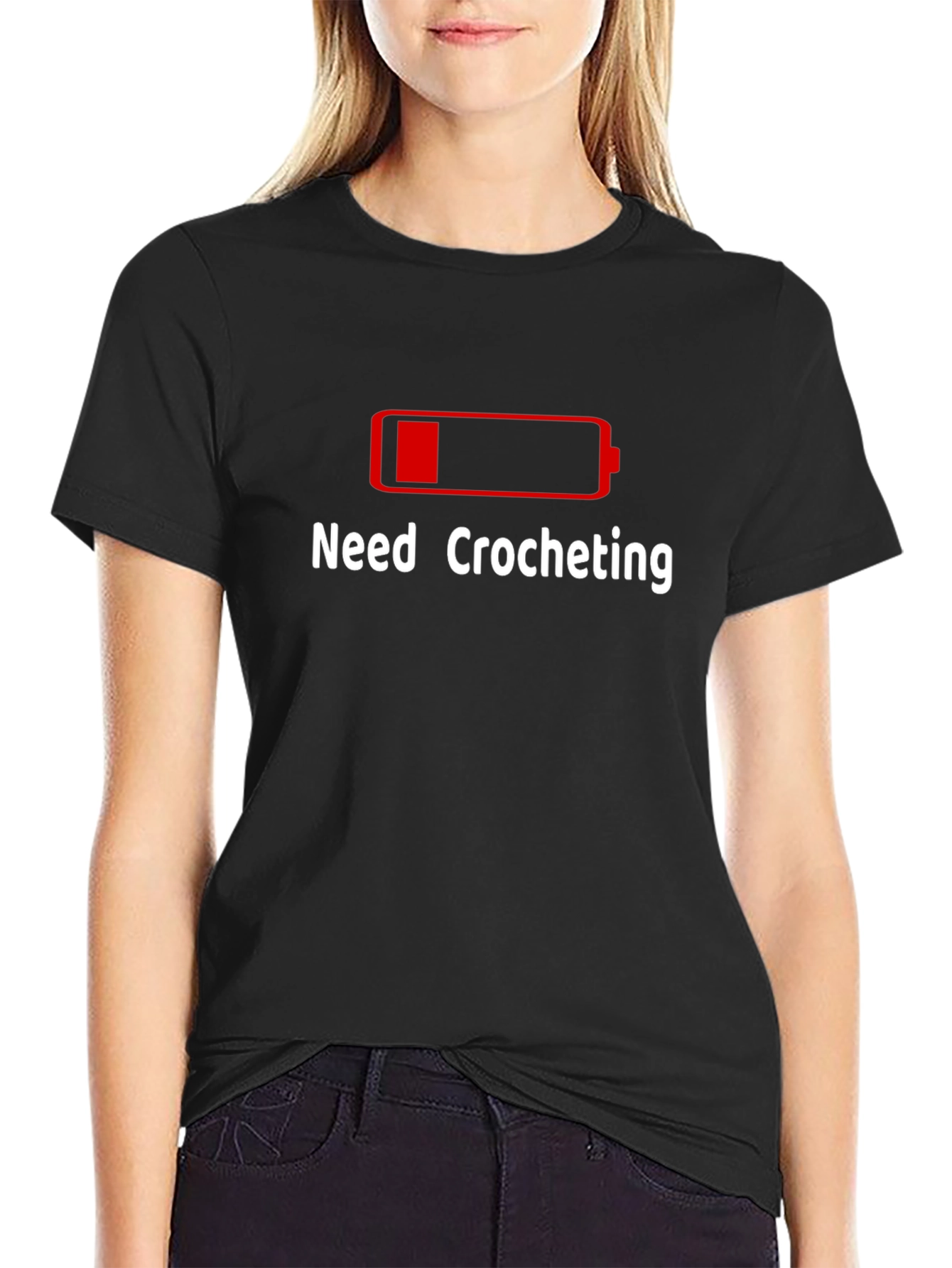 Need Crocheting Low Battery Graphic T-Shirt