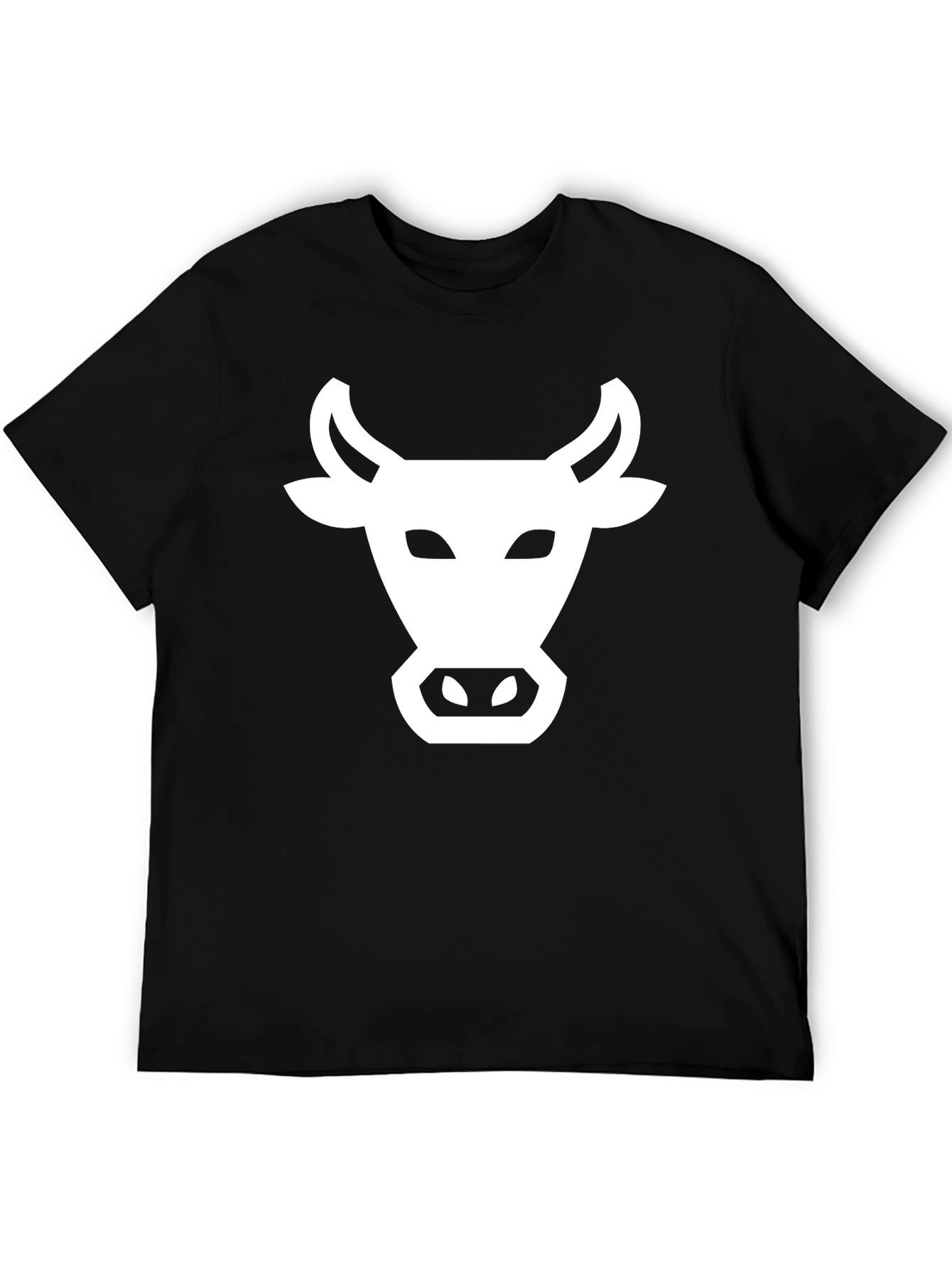 Black T-Shirt with White Cow Graphic