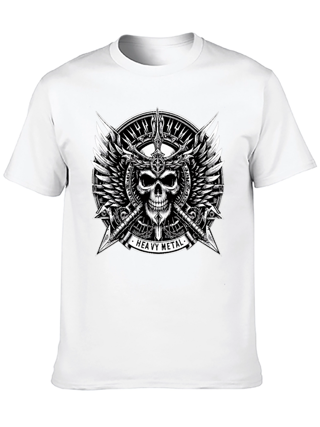 Heavy Metal Skull & Wings Black T-Shirt