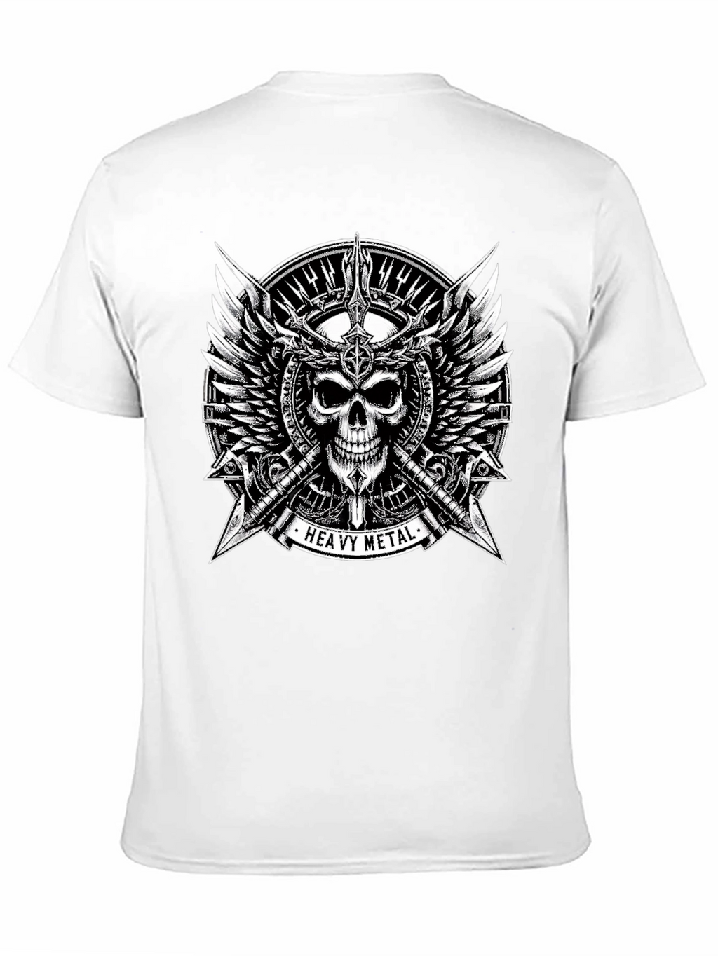 Heavy Metal Skull & Wings Black T-Shirt