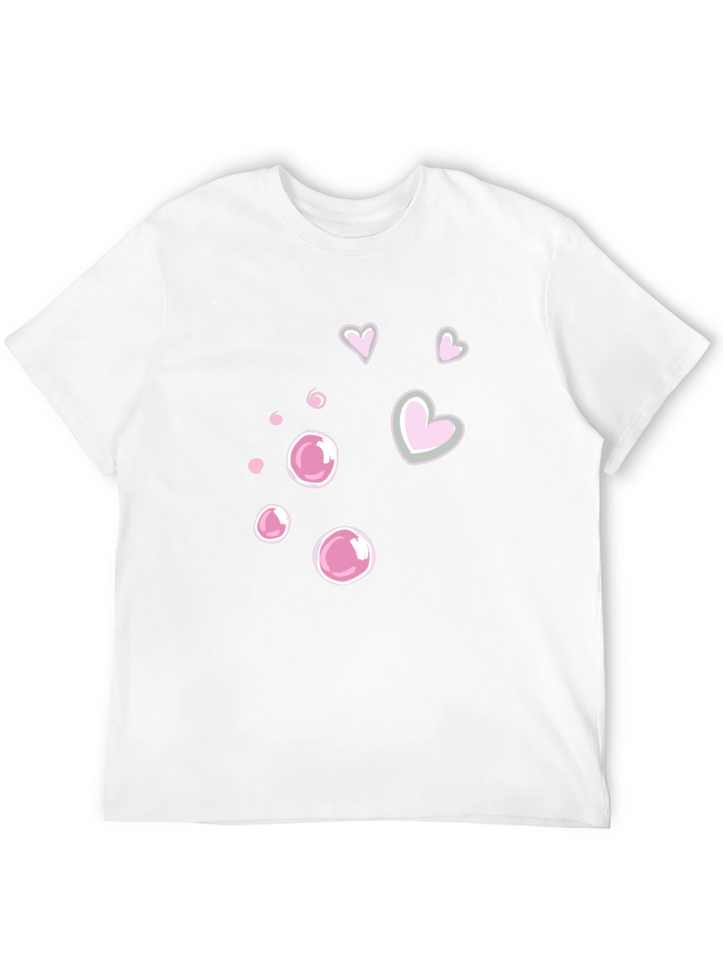 Cute Bubble & Heart Graphic Black Tee