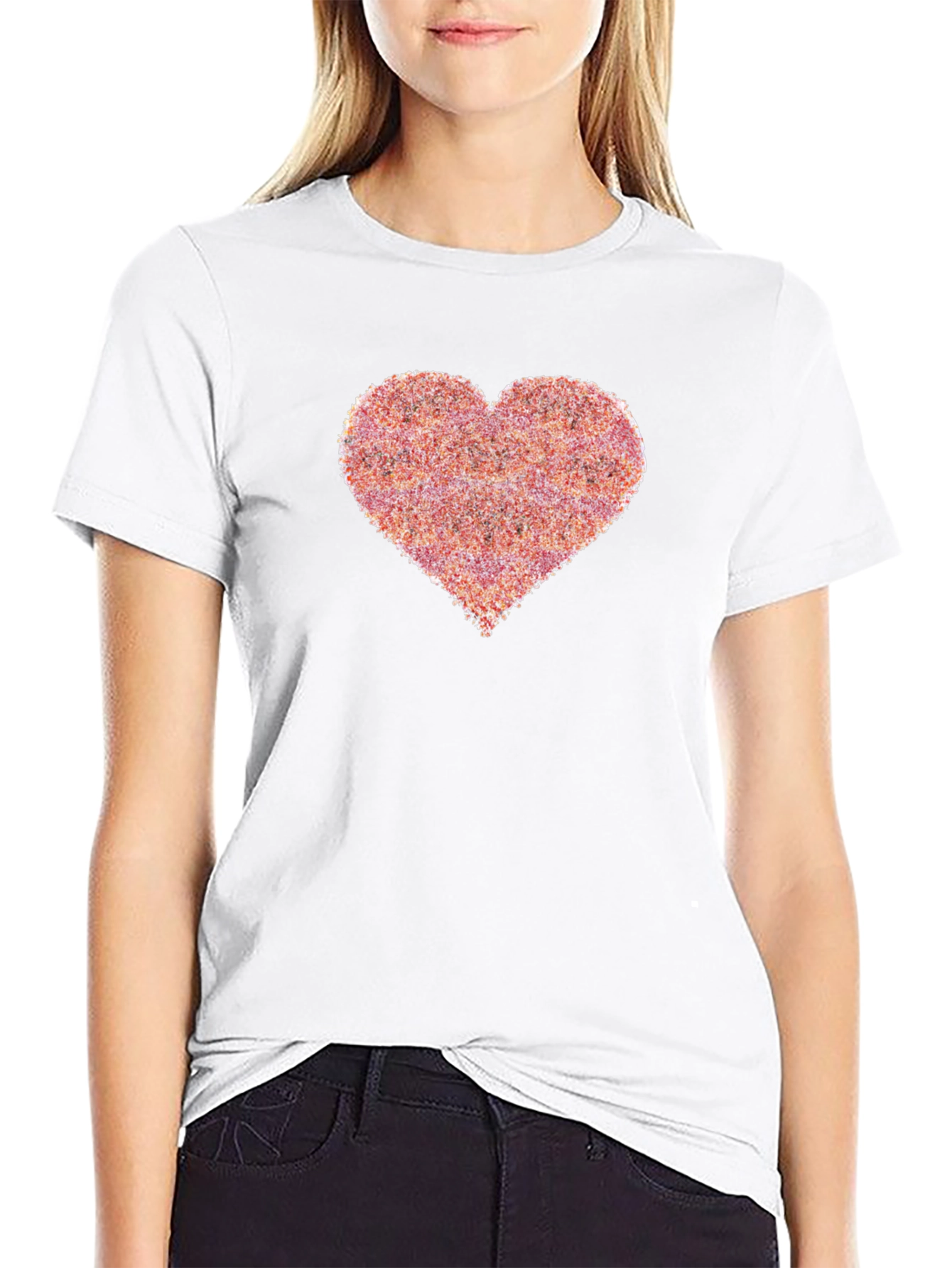 Heart Print Black T-Shirt