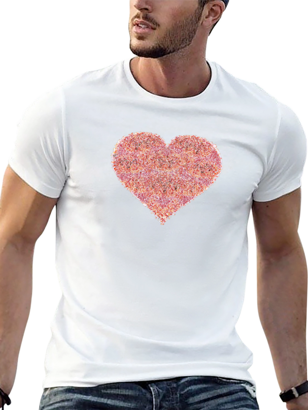 Heart Print Black T-Shirt