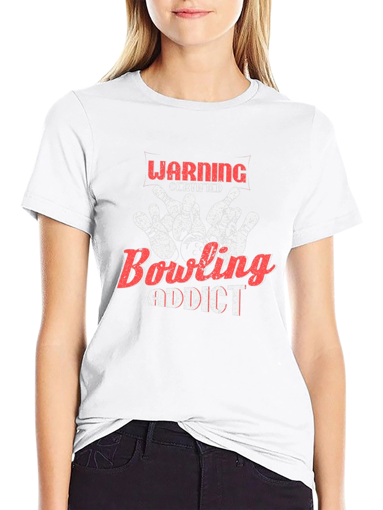Bowling Addict Certified Warning Black T-Shirt