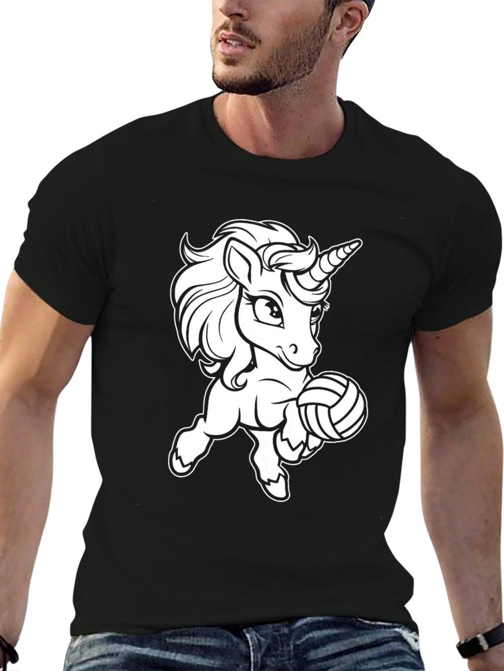 Unicorn Volleyball Black T-Shirt