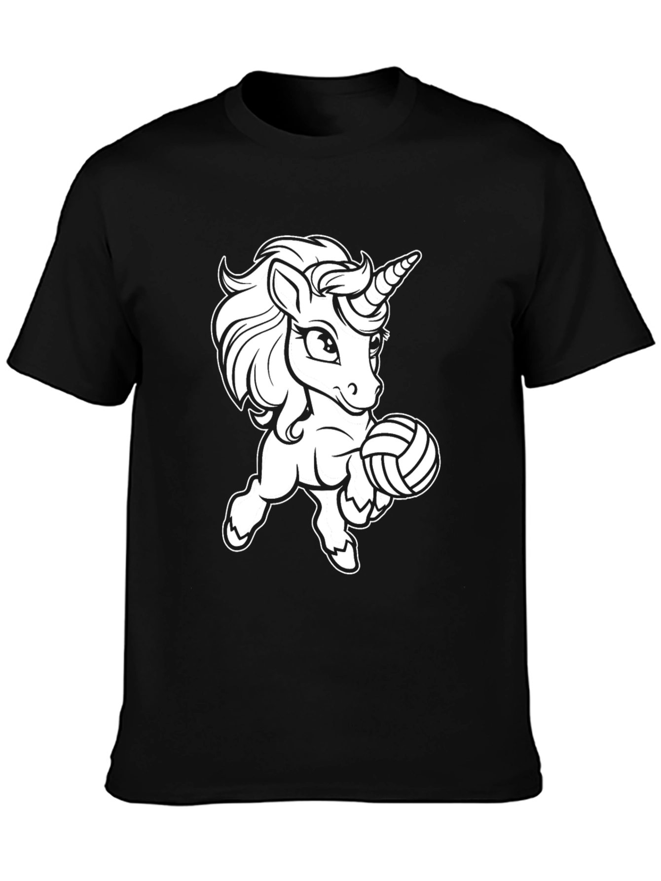 Unicorn Volleyball Black T-Shirt
