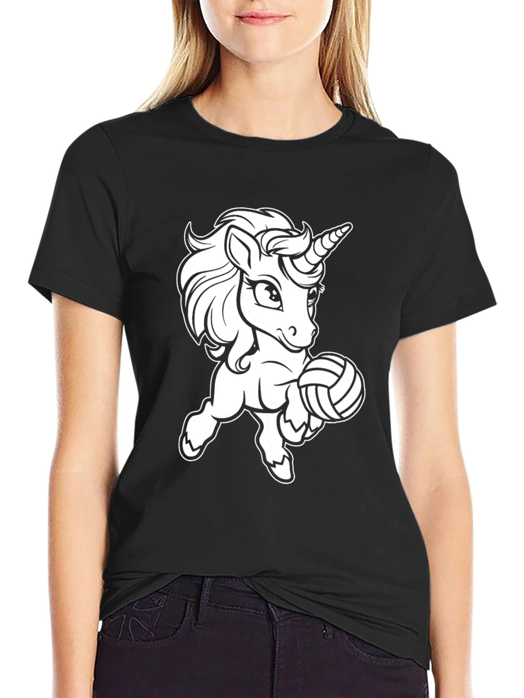 Unicorn Volleyball Black T-Shirt
