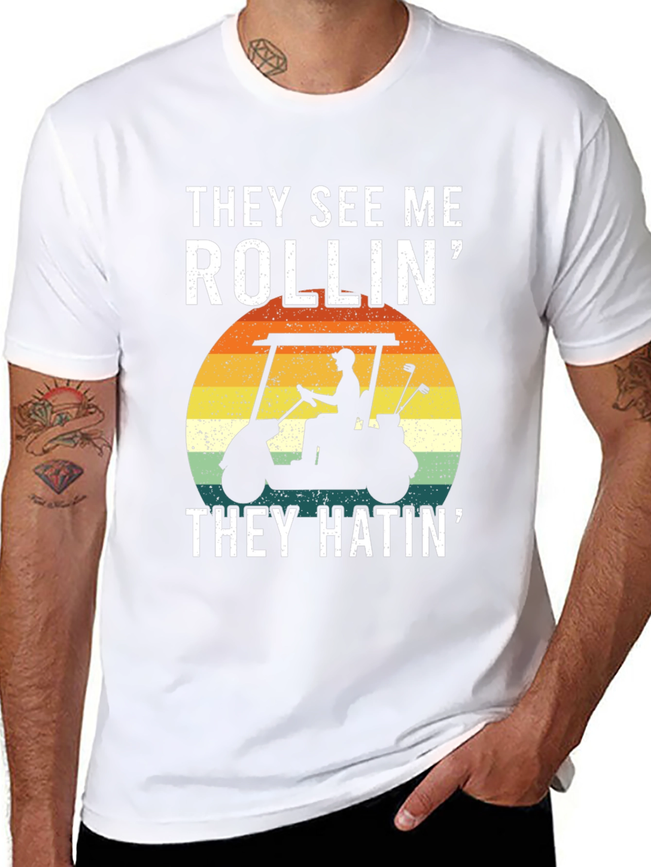 They See Me Rollin T-Shirt: Golf Cart Design