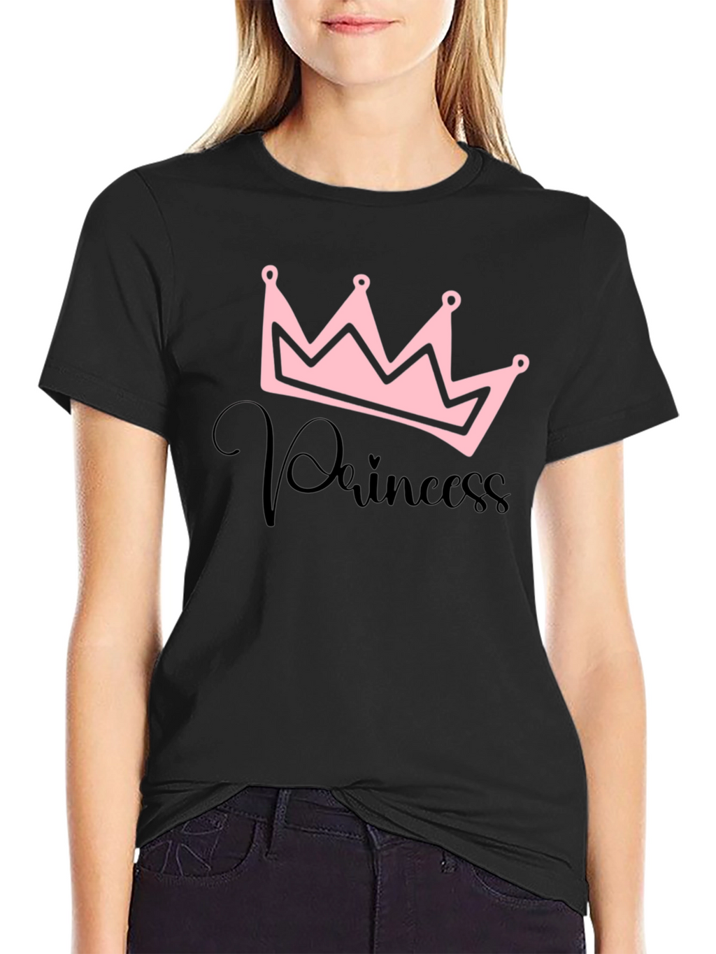Princess Crown Graphic Black T-Shirt