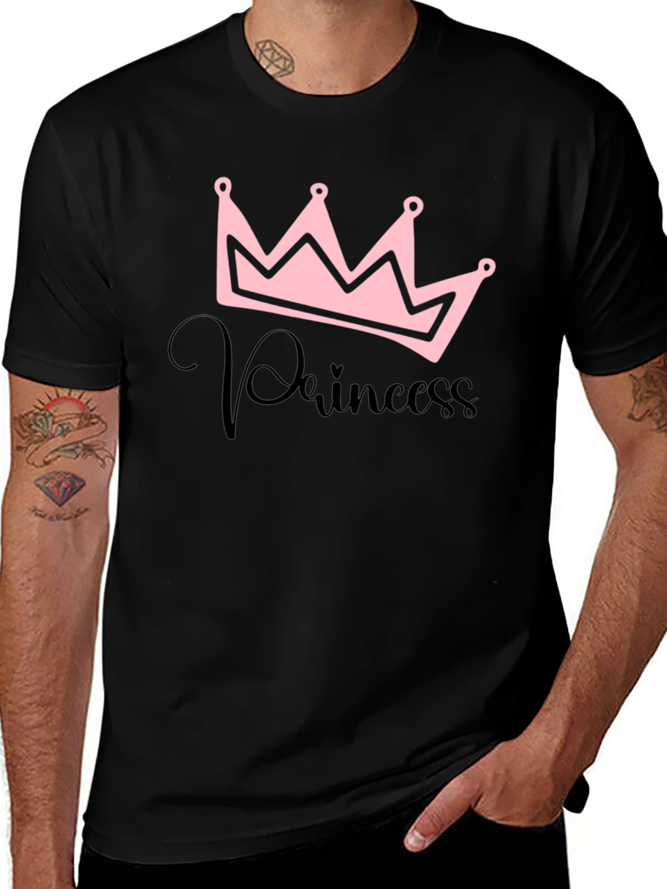 Princess Crown Graphic Black T-Shirt