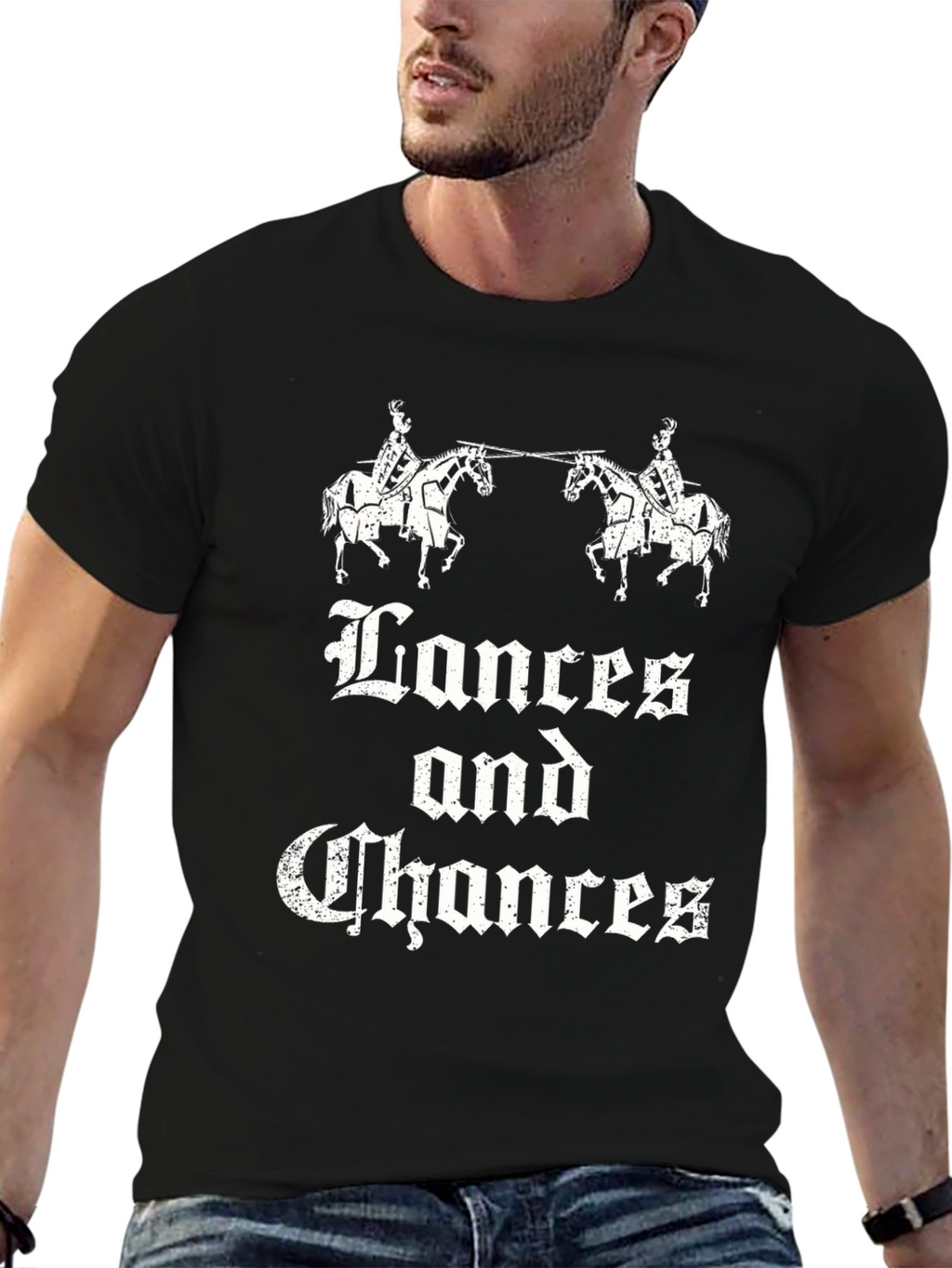 Lances and Chances Graphic Black T-Shirt
