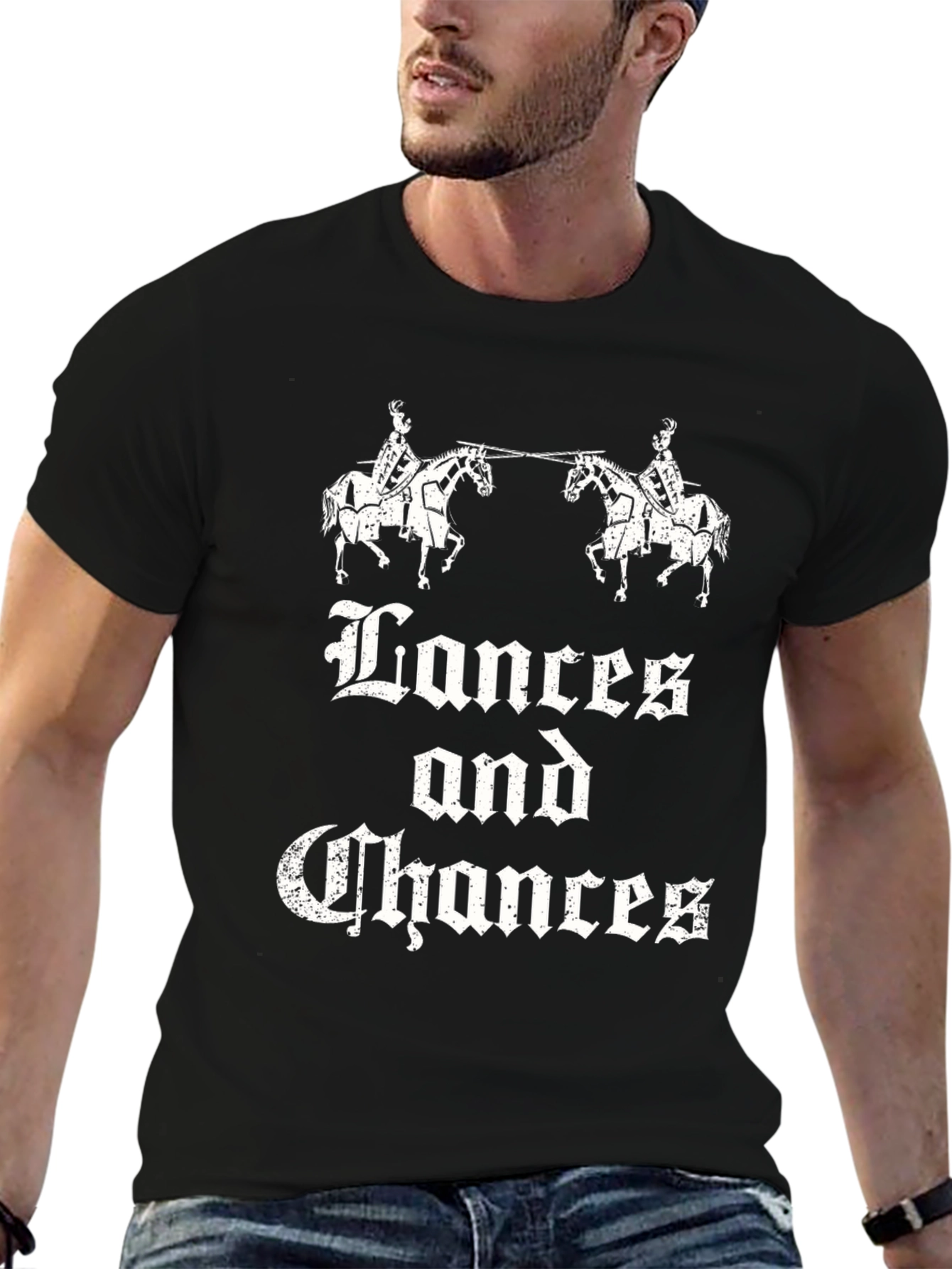 Lances and Chances Graphic Black T-Shirt