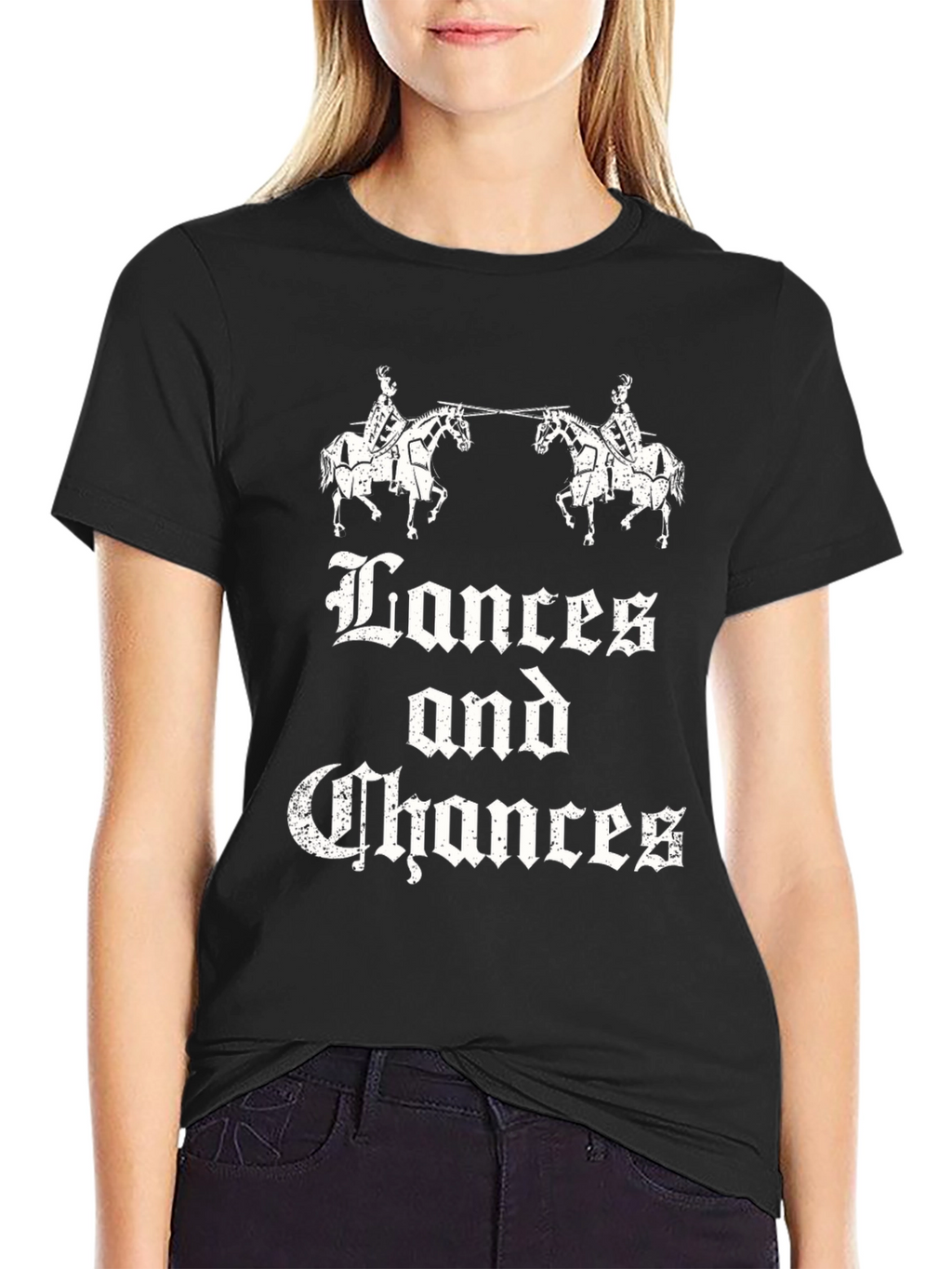 Lances and Chances Graphic Black T-Shirt