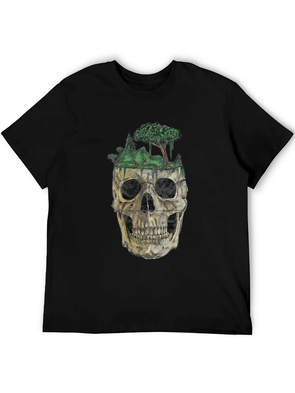 Skull & Nature Graphic T-Shirt - Unique Design