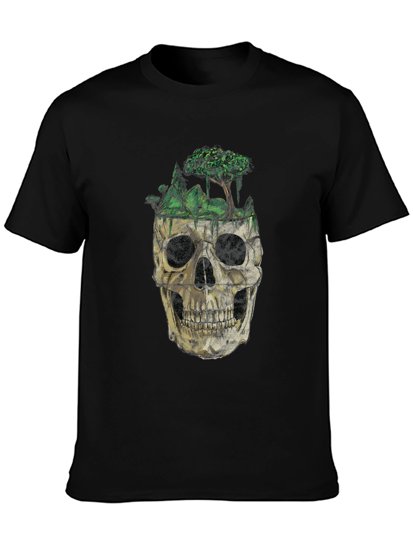 Skull & Nature Graphic T-Shirt - Unique Design