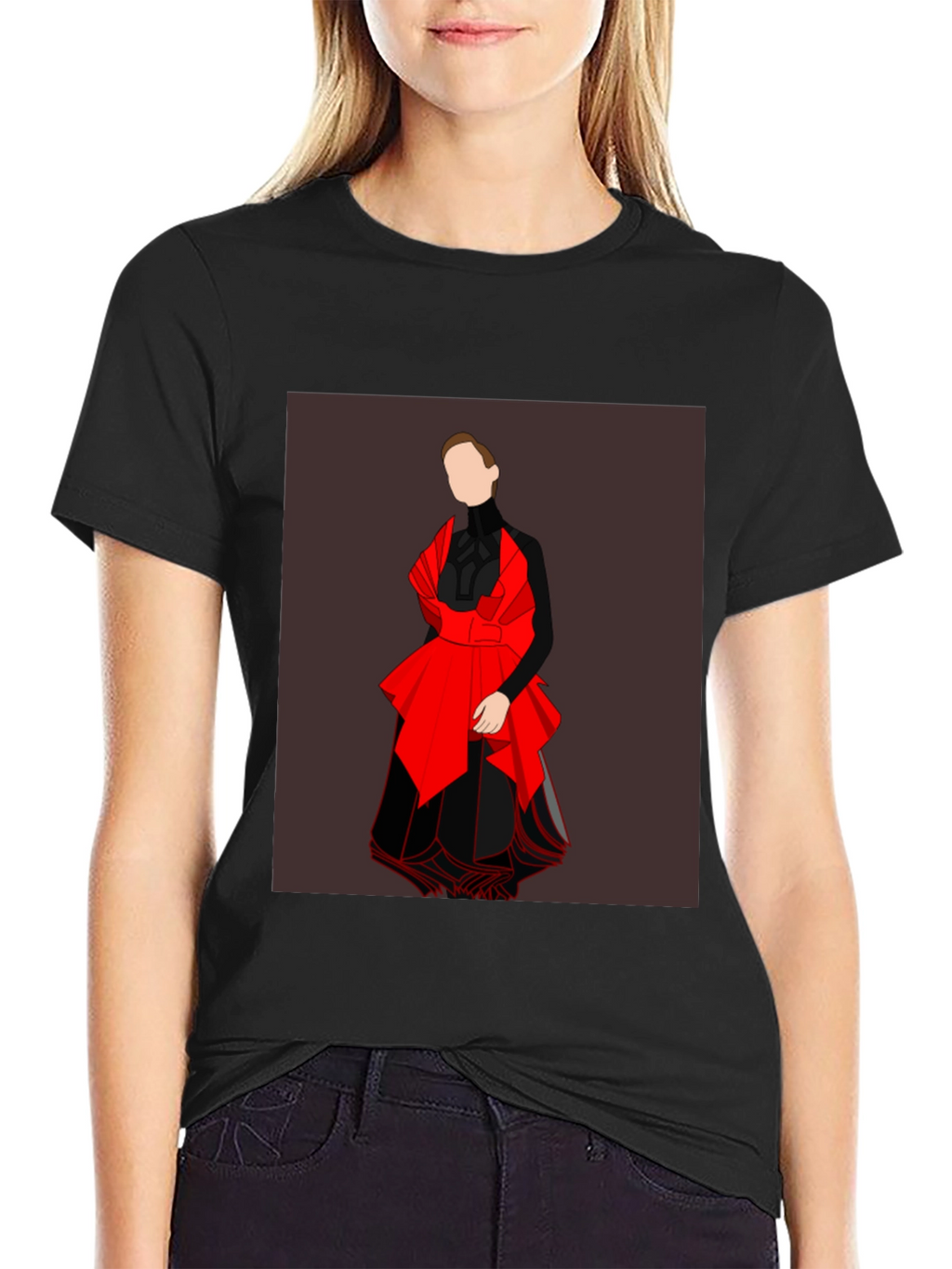 Black Graphic Tee - Abstract Red and Black Design