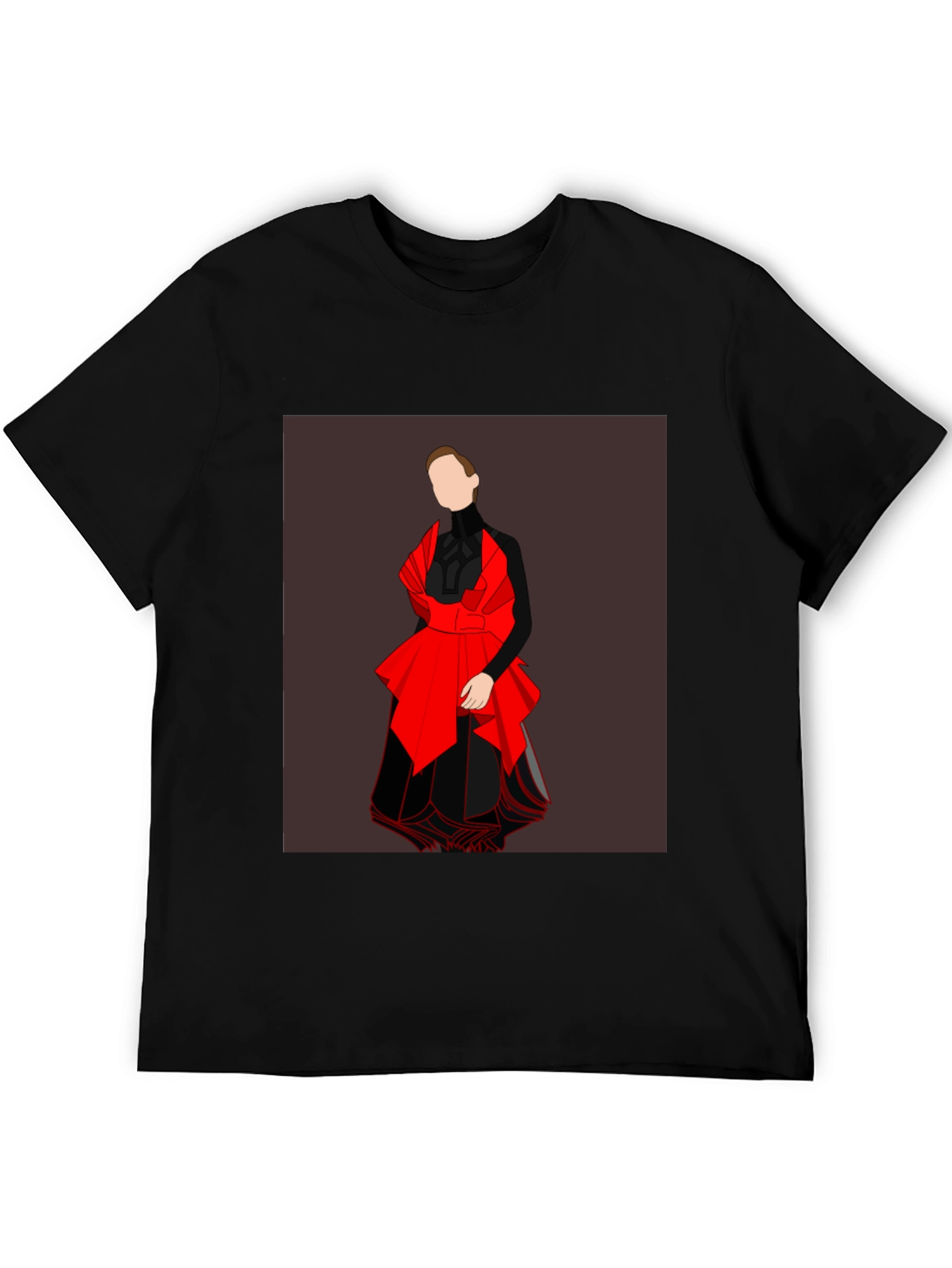 Black Graphic Tee - Abstract Red and Black Design