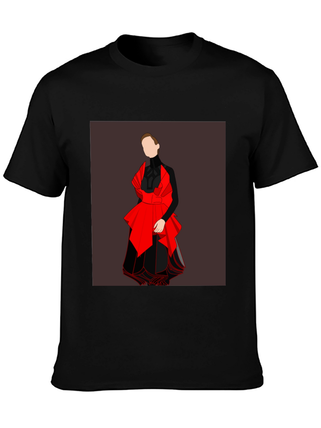 Black Graphic Tee - Abstract Red and Black Design