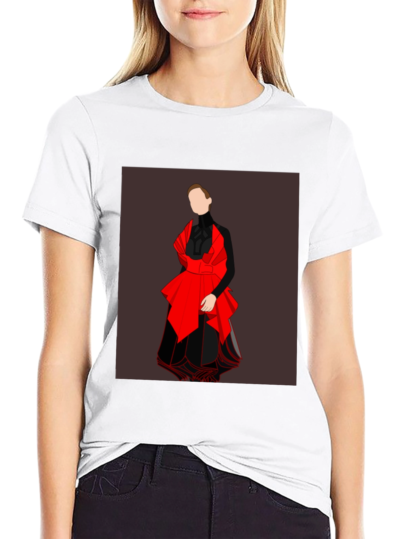 Black Graphic Tee - Abstract Red and Black Design