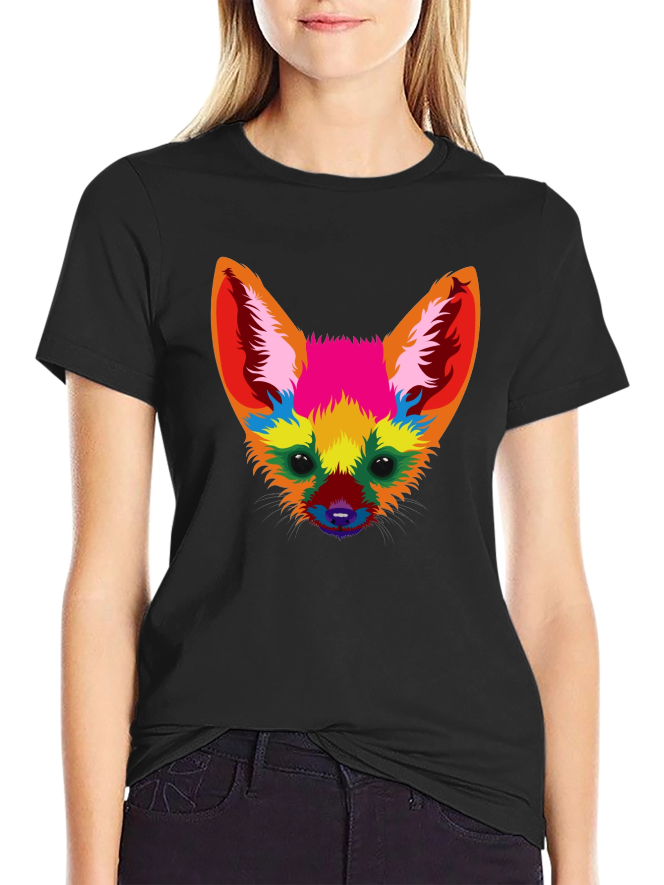 Colorful Fox Graphic T-Shirt - Artistic Animal Tee