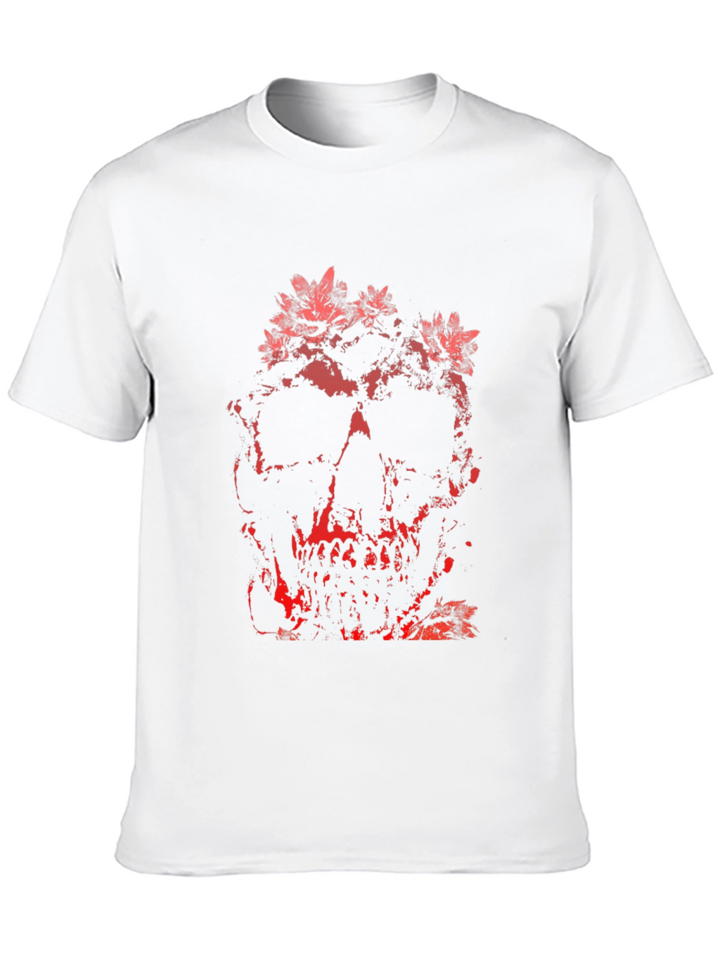 Floral Skull Graphic Print T-Shirt - Black