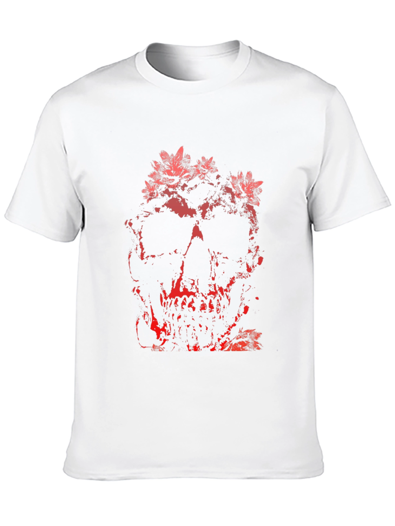 Floral Skull Graphic Print T-Shirt - Black