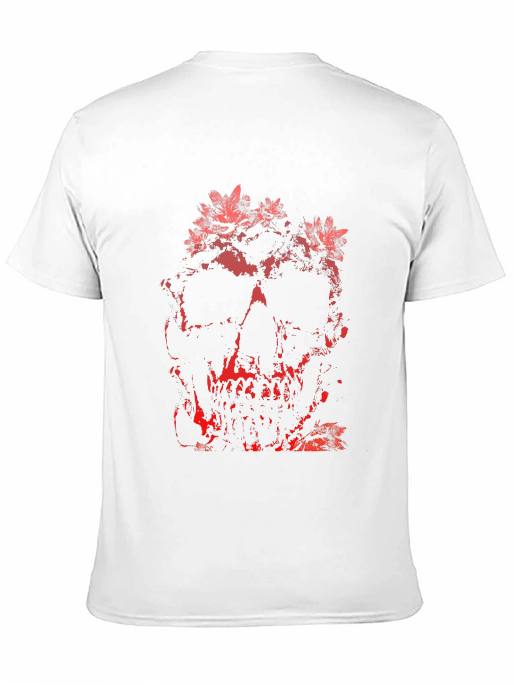 Floral Skull Graphic Print T-Shirt - Black