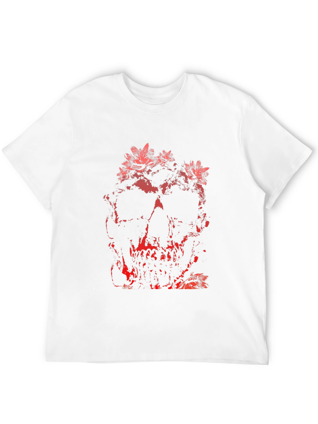 Floral Skull Graphic Print T-Shirt - Black