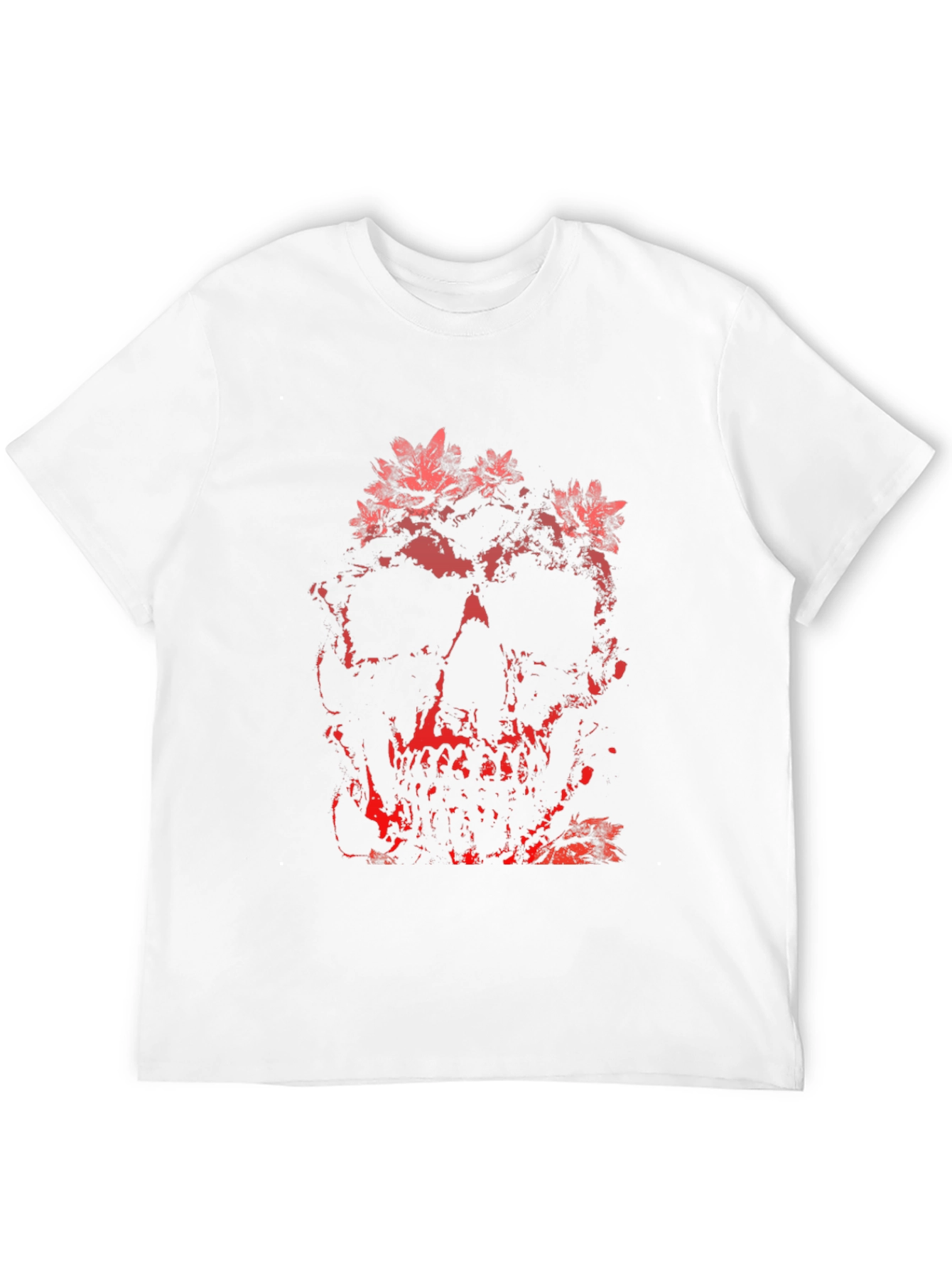 Floral Skull Graphic Print T-Shirt - Black