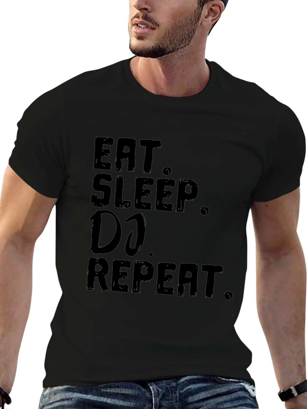 Eat Sleep DJ Repeat Black Graphic Tee