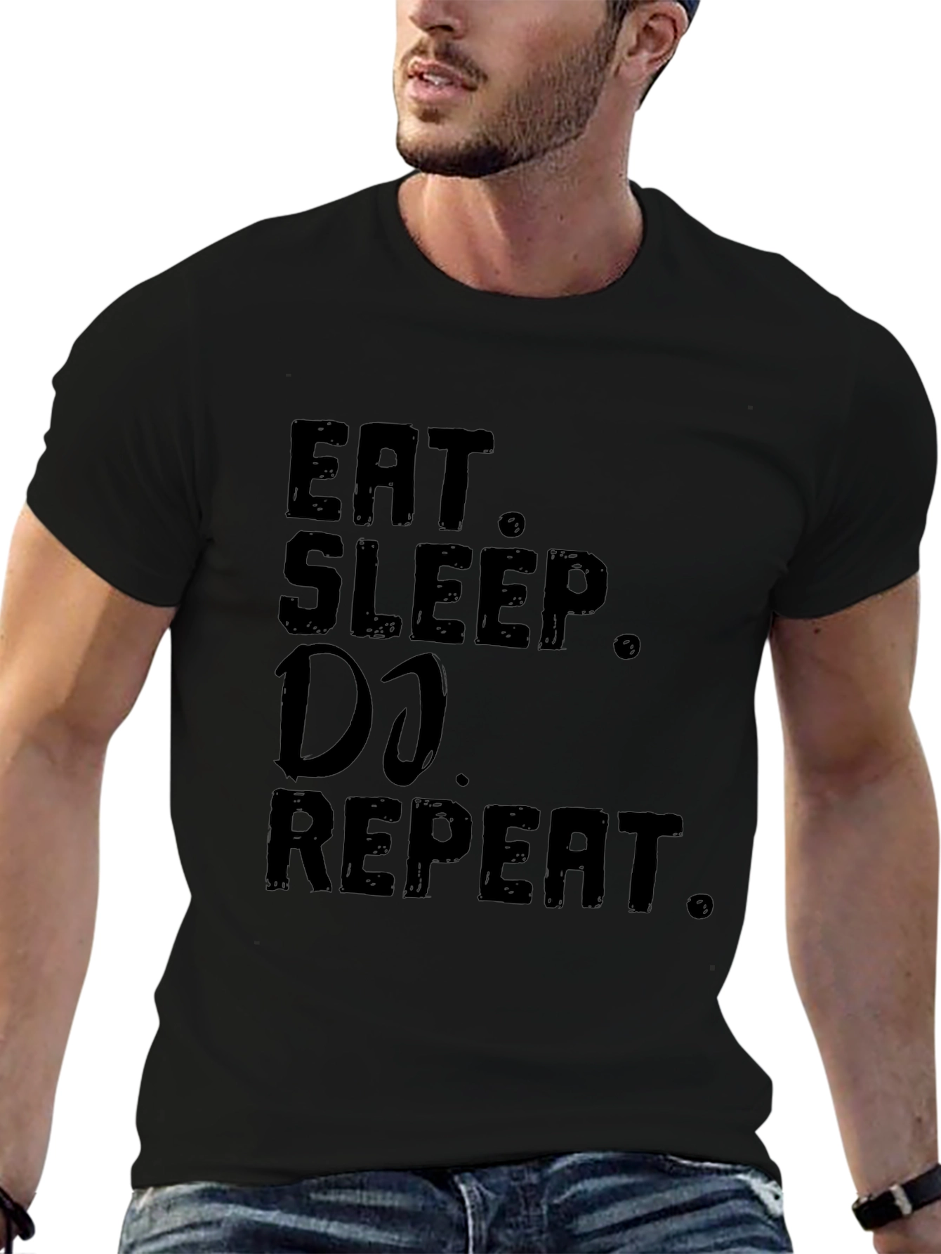 Eat Sleep DJ Repeat Black Graphic Tee