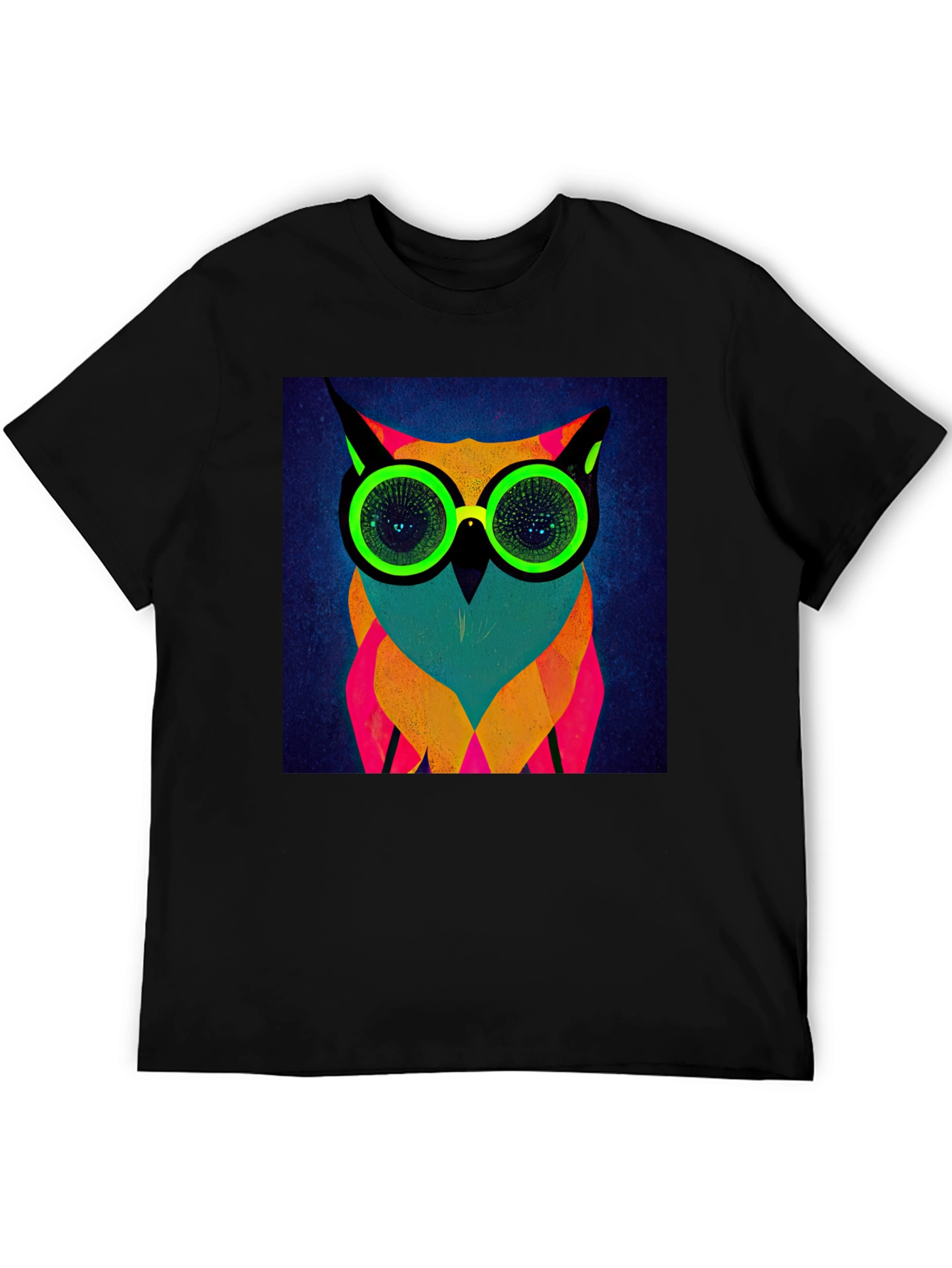 Neon Owl Graphic Tee - Modern Art T-Shirt