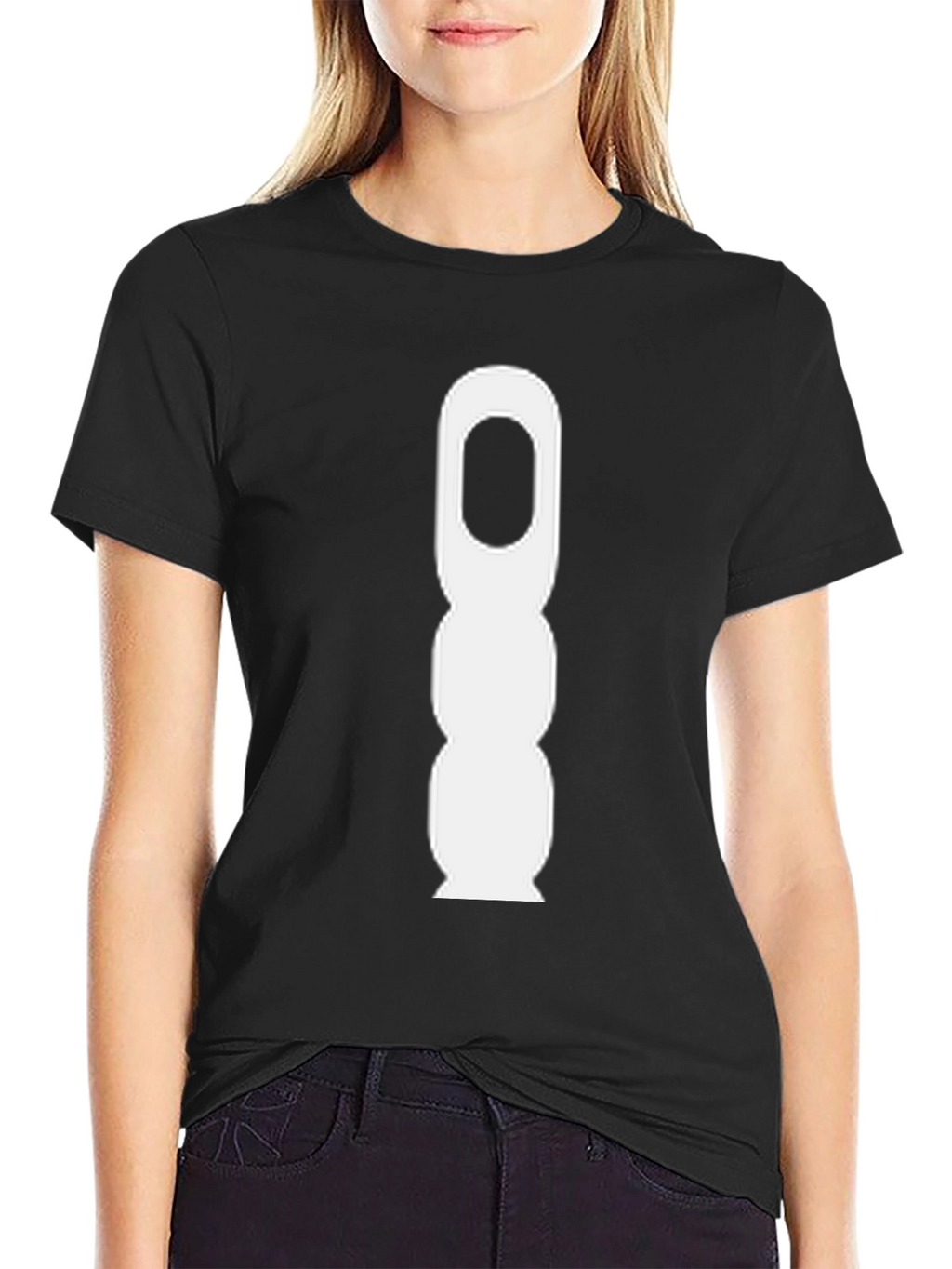 Black Tee with Abstract White Graphic