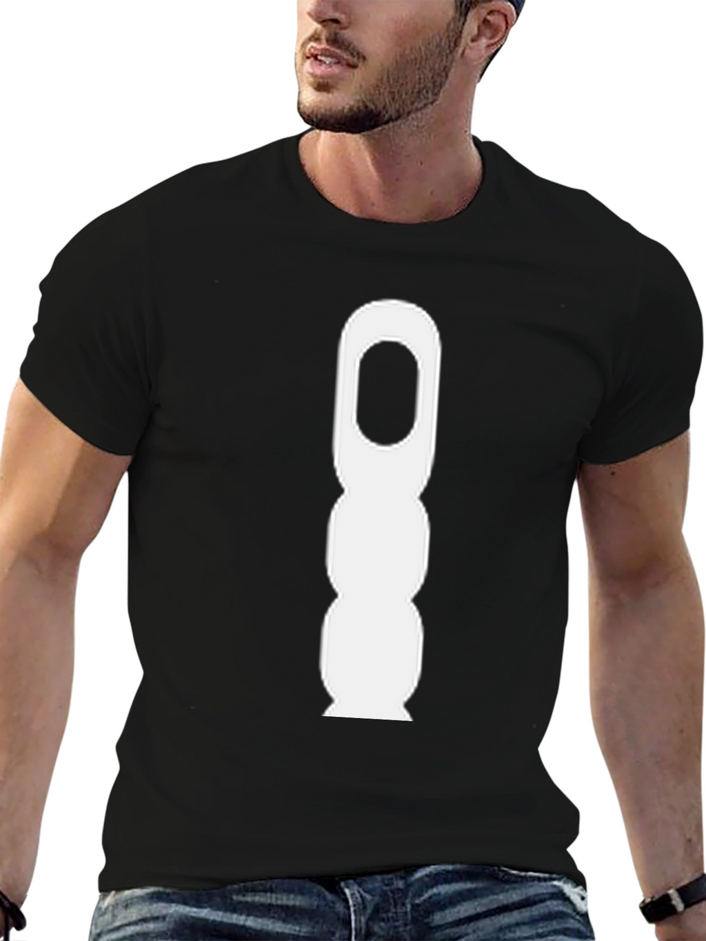 Black Tee with Abstract White Graphic