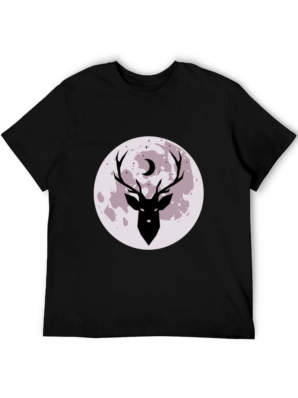Mens Black Deer Moon Graphic Tee
