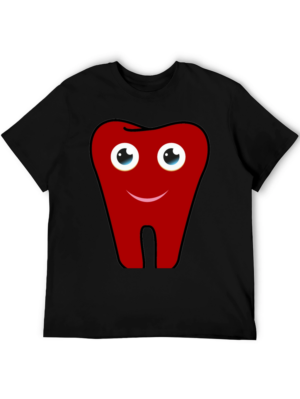 Fun Cartoon Tooth Graphic Print Black T-Shirt
