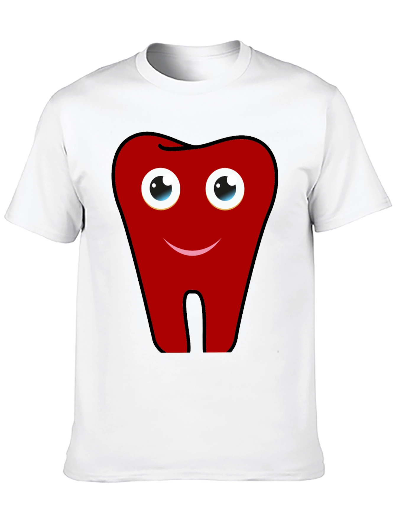 Fun Cartoon Tooth Graphic Print Black T-Shirt