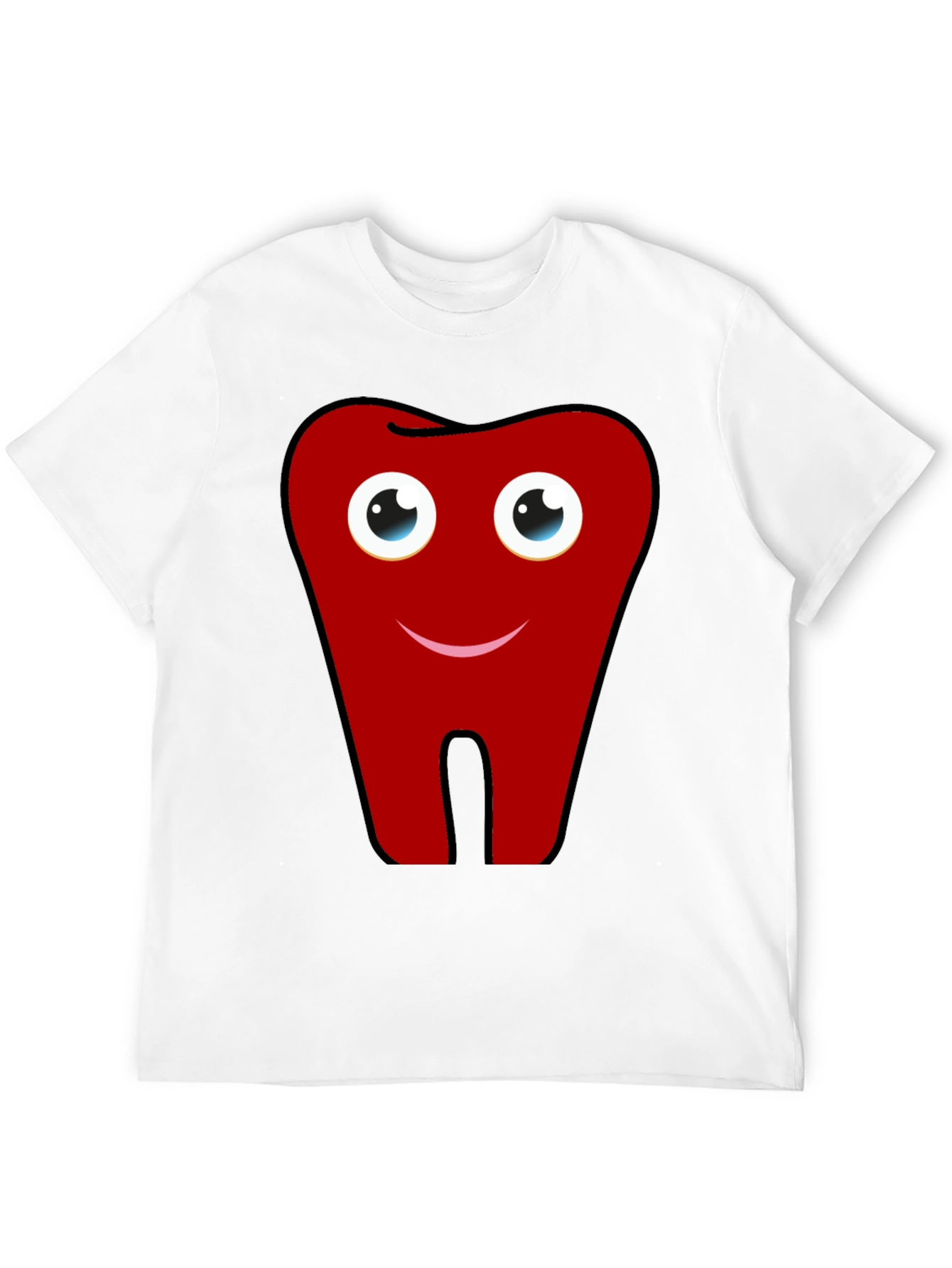Fun Cartoon Tooth Graphic Print Black T-Shirt
