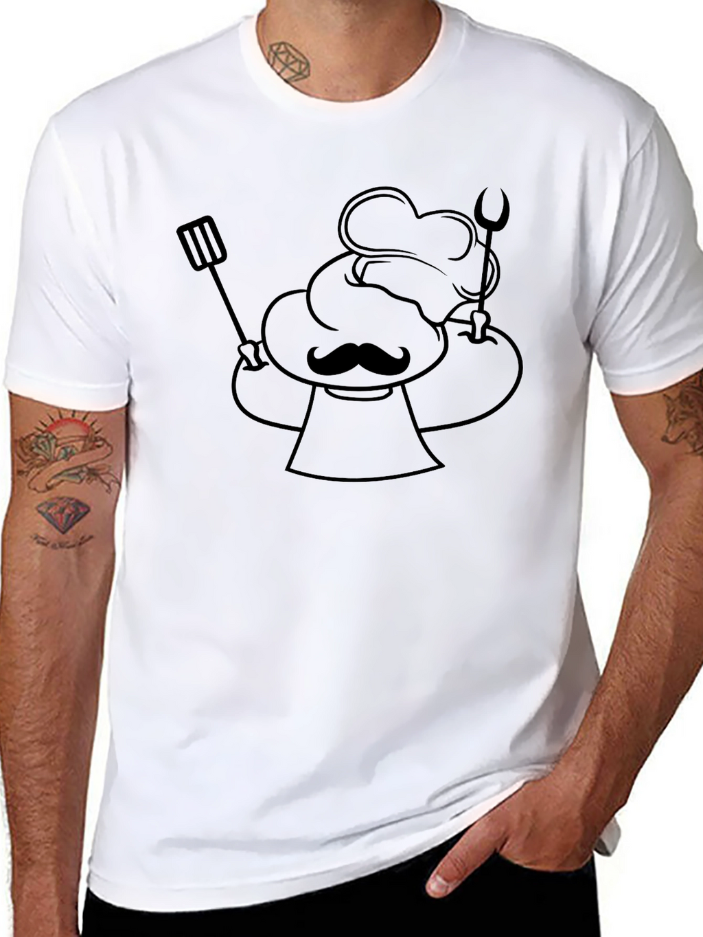 Chef with Utensils Graphic Tee - Black Casual Shirt