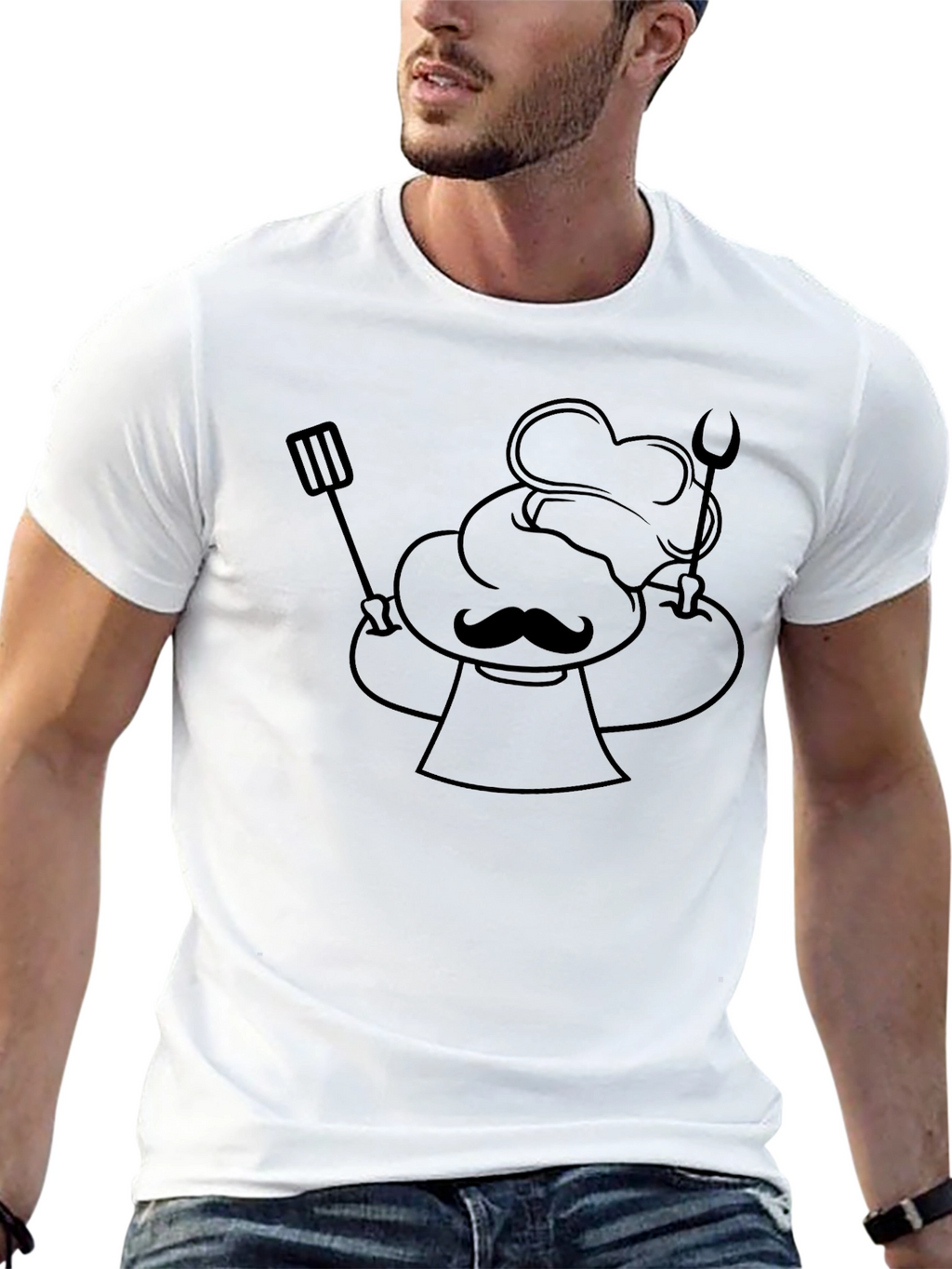 Chef with Utensils Graphic Tee - Black Casual Shirt