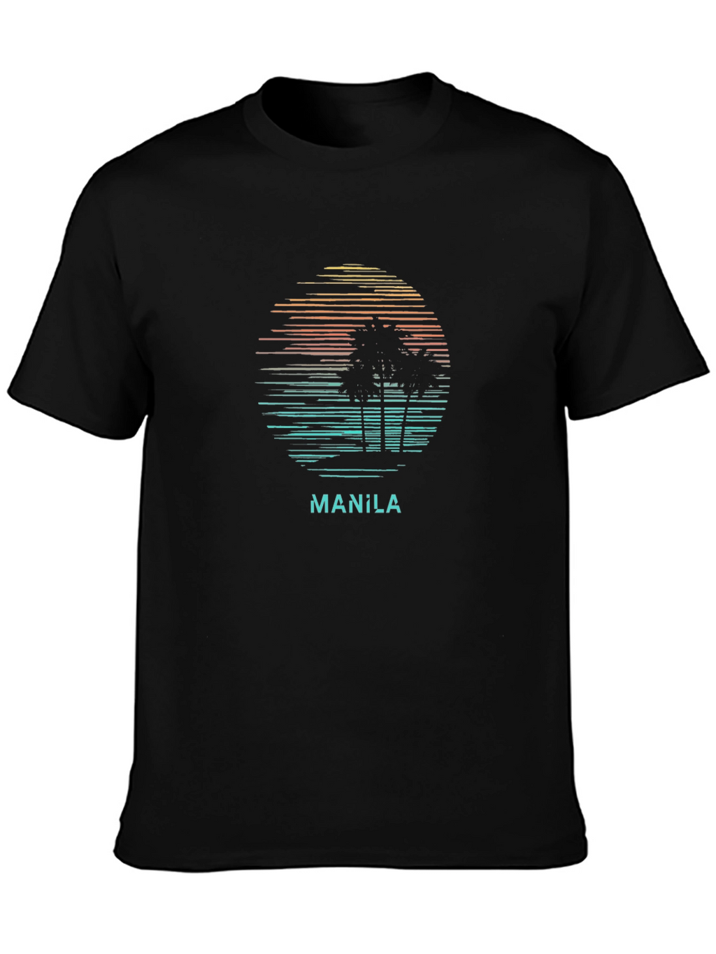 Manila Sunset T-Shirt - Tropical Palm Tree Design