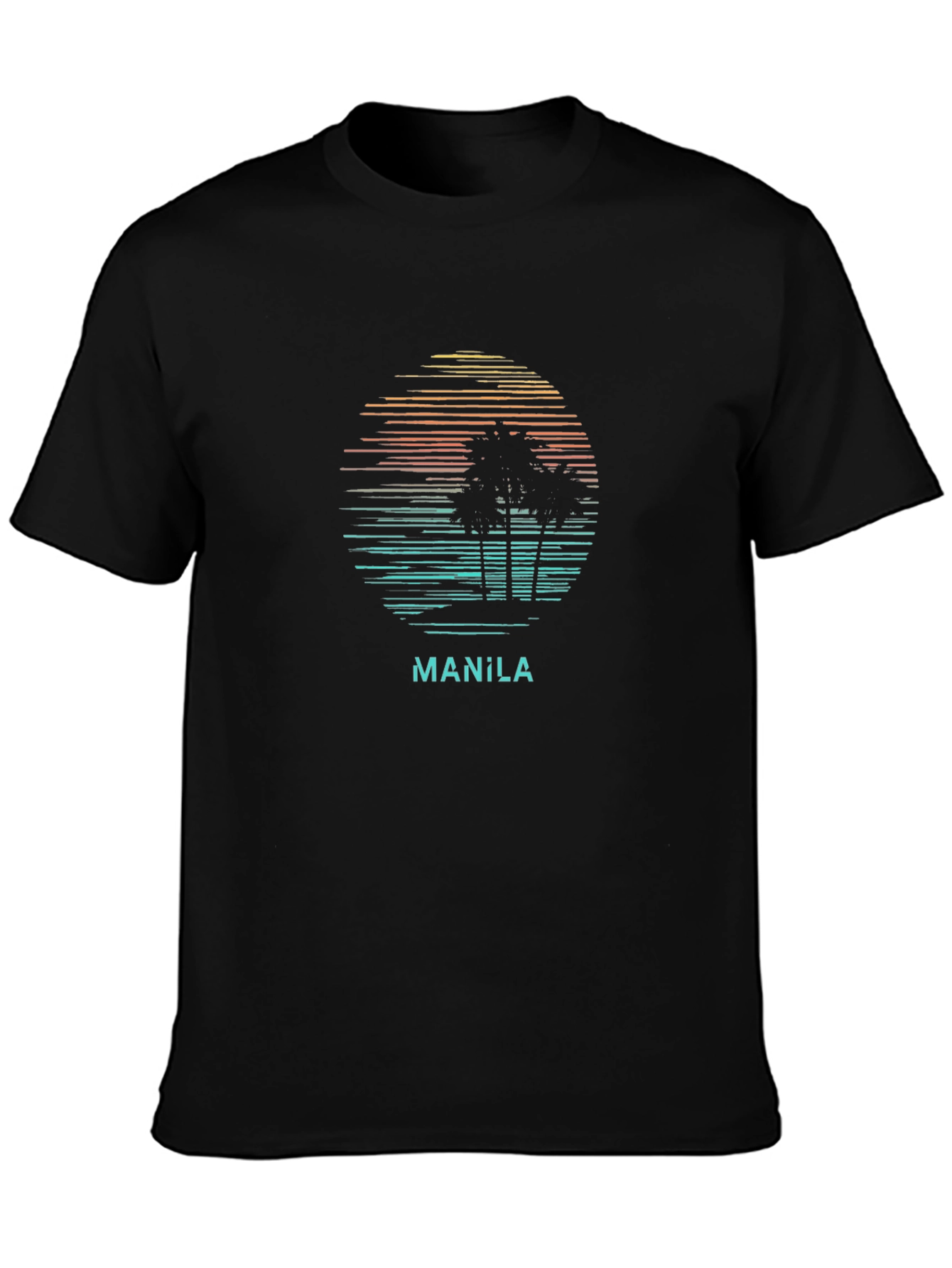 Manila Sunset T-Shirt - Tropical Palm Tree Design