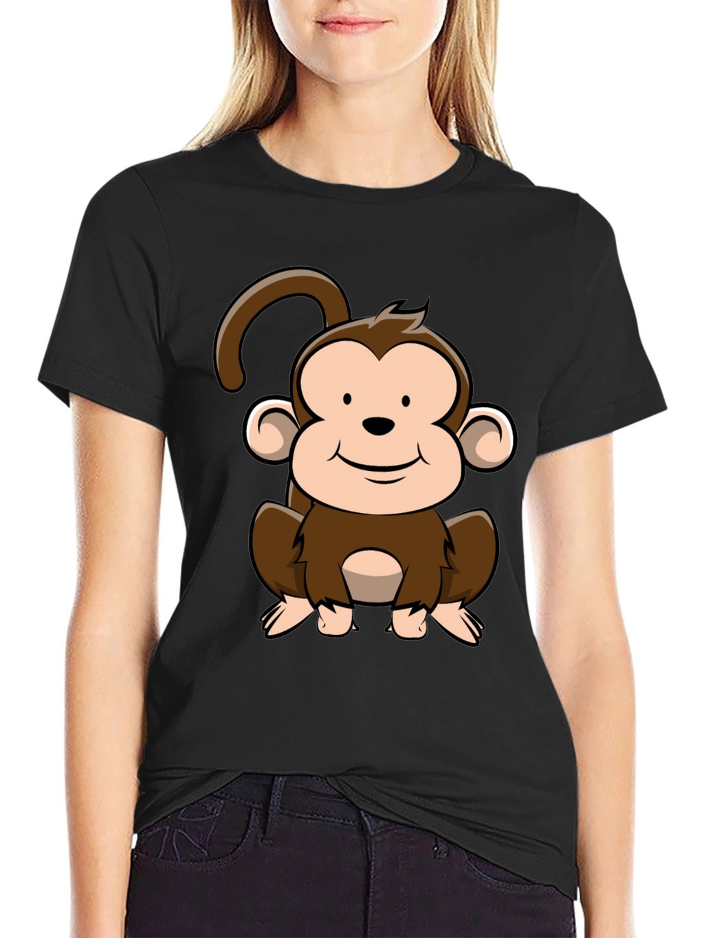 Cute Cartoon Monkey Graphic T-Shirt