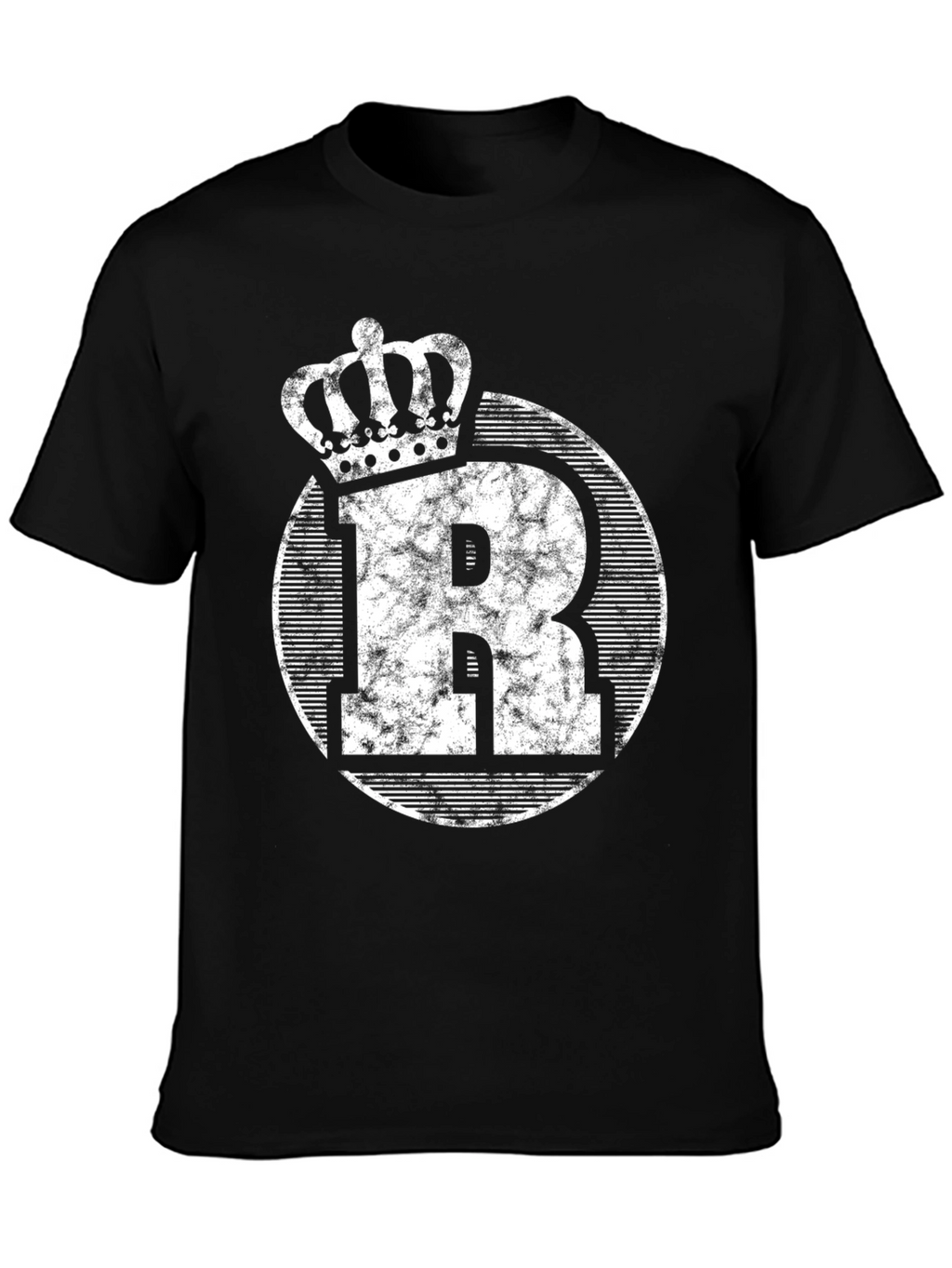 King R Graphic Tee - Distressed Crown Letter T-Shirt