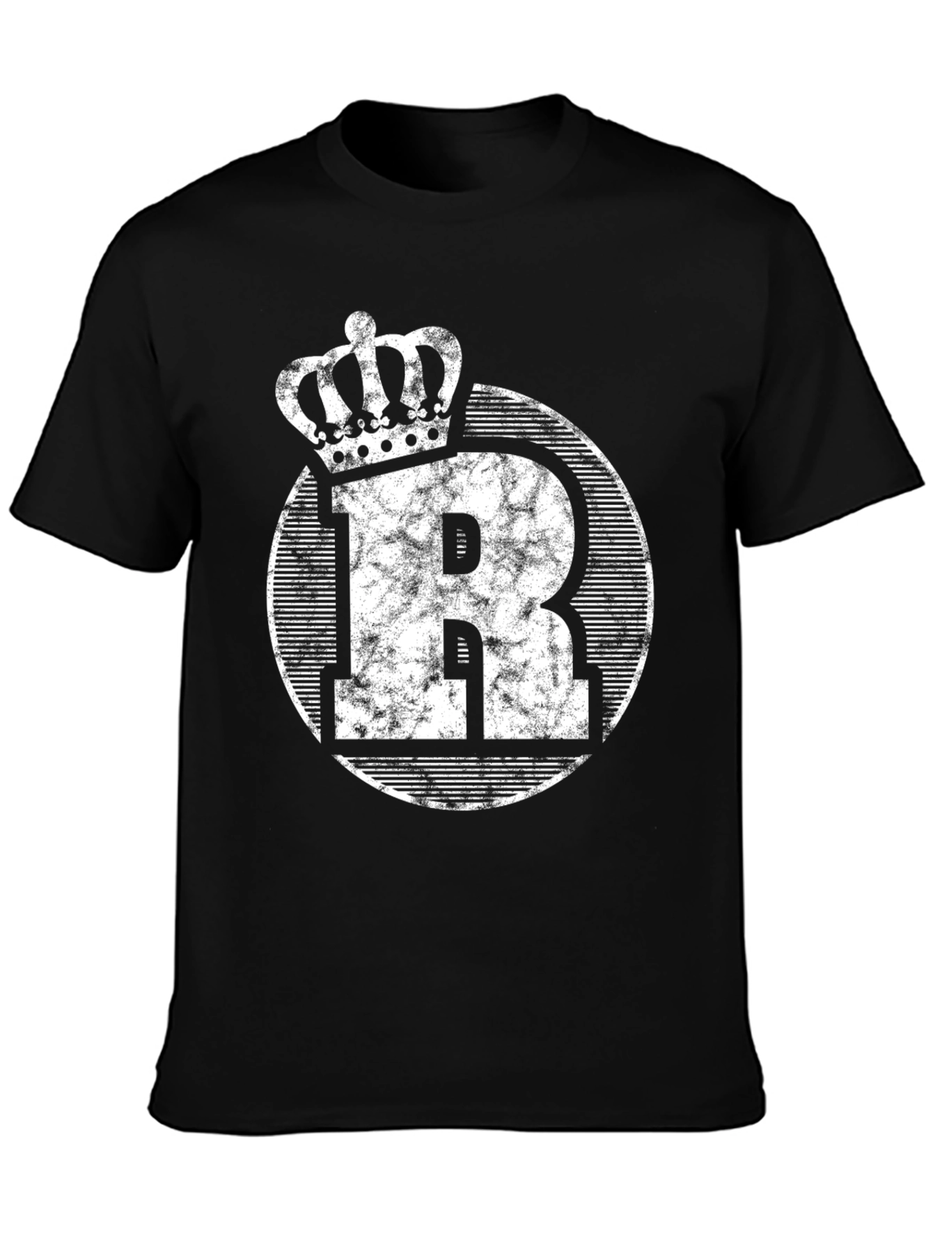 King R Graphic Tee - Distressed Crown Letter T-Shirt