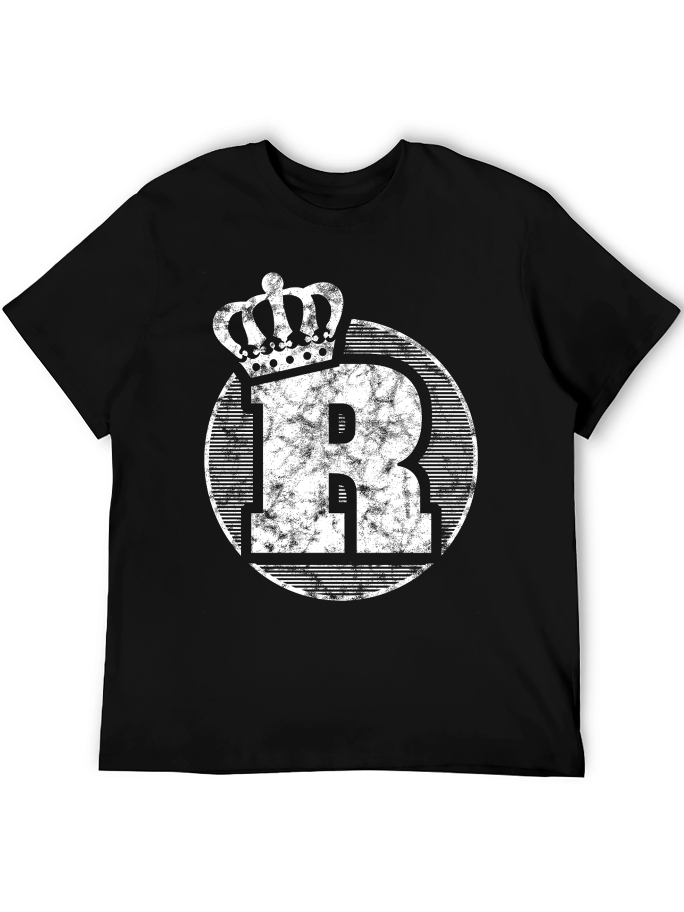 King R Graphic Tee - Distressed Crown Letter T-Shirt