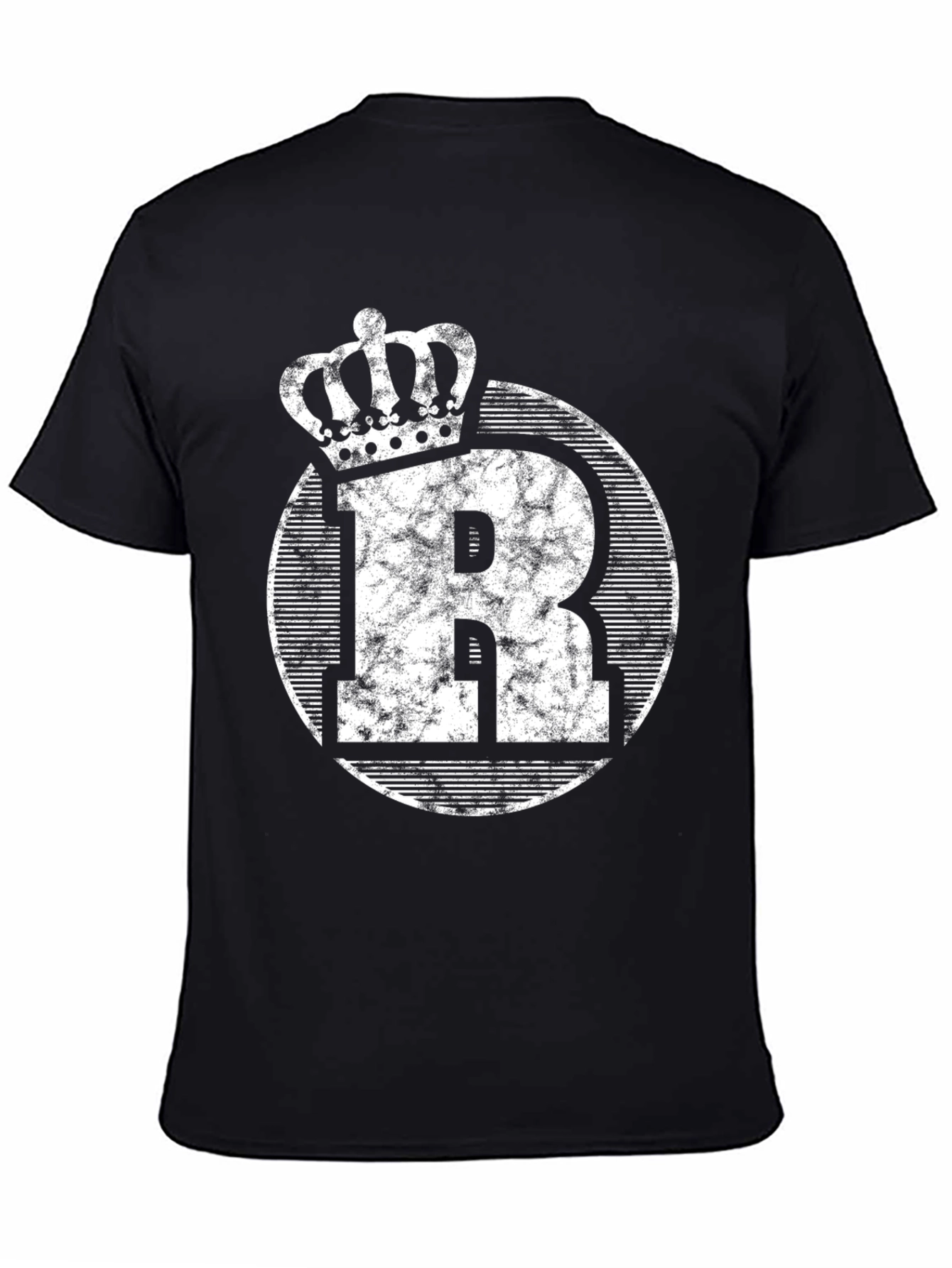 King R Graphic Tee - Distressed Crown Letter T-Shirt